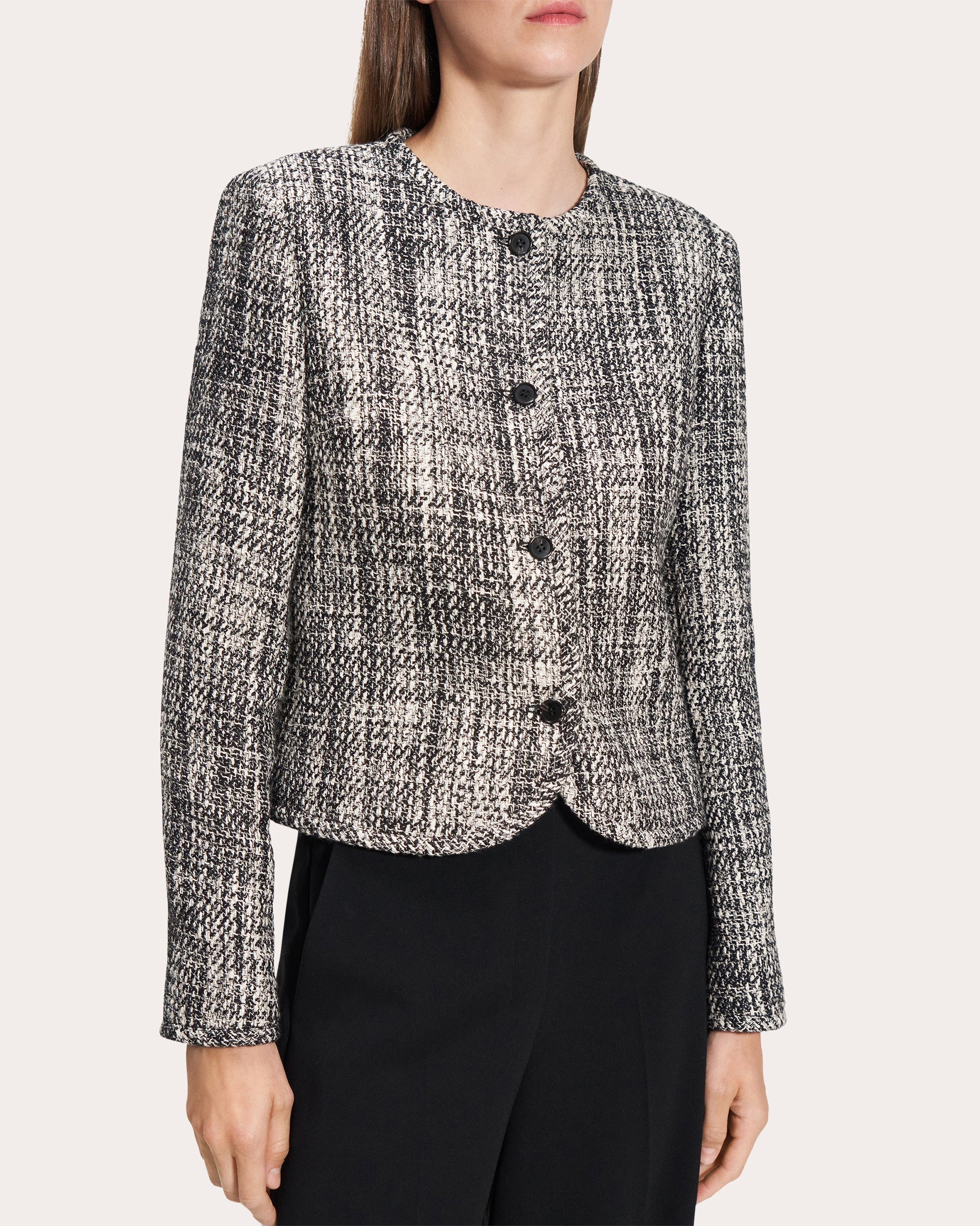 Cotton Tweed Cropped Cardigan Jacket
