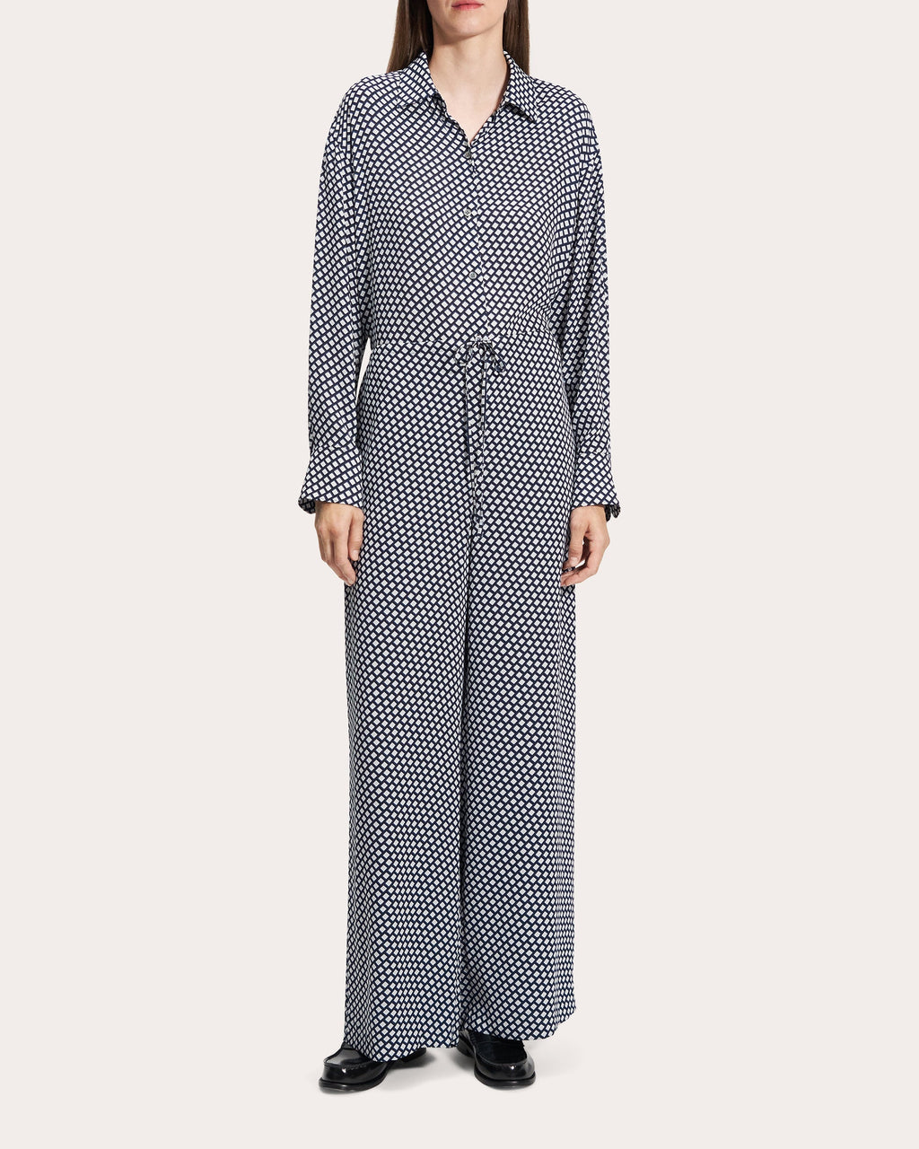 Geometric Drawstring Wide-Leg Pants