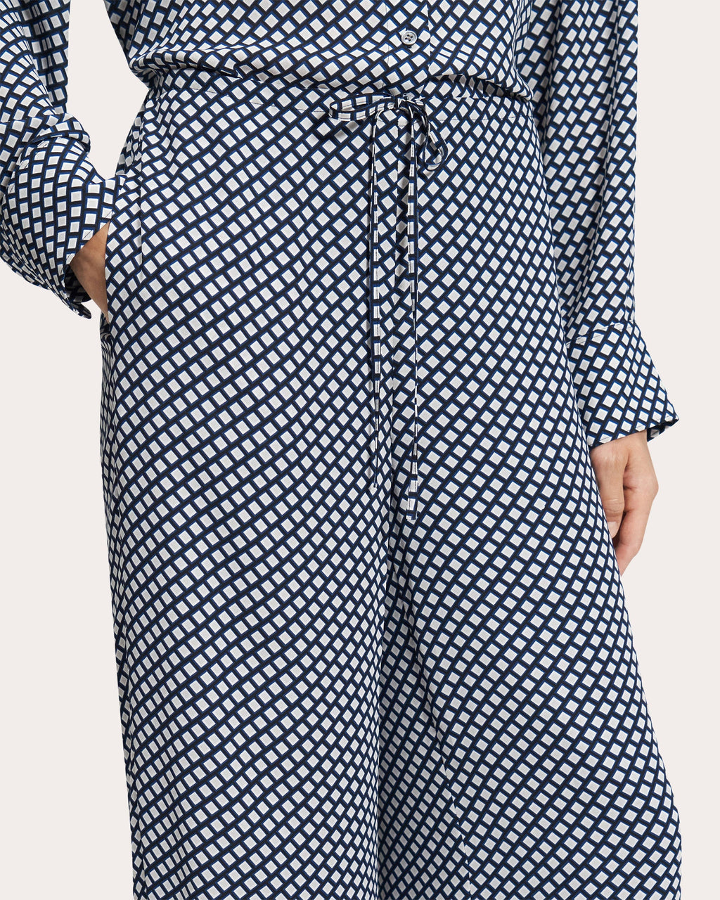 Geometric Drawstring Wide-Leg Pants