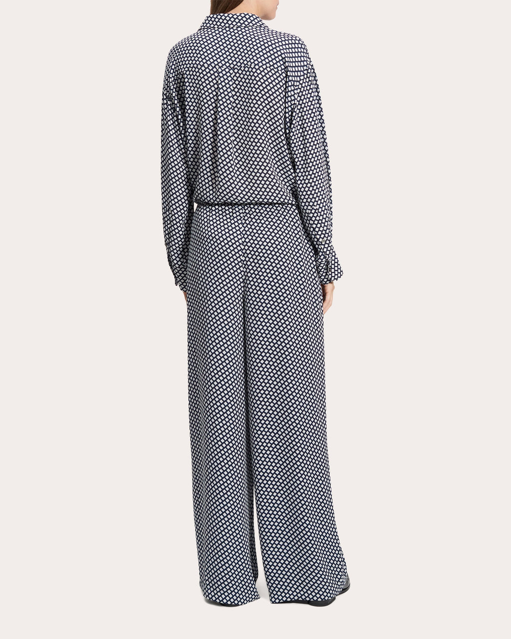 Geometric Drawstring Wide-Leg Pants
