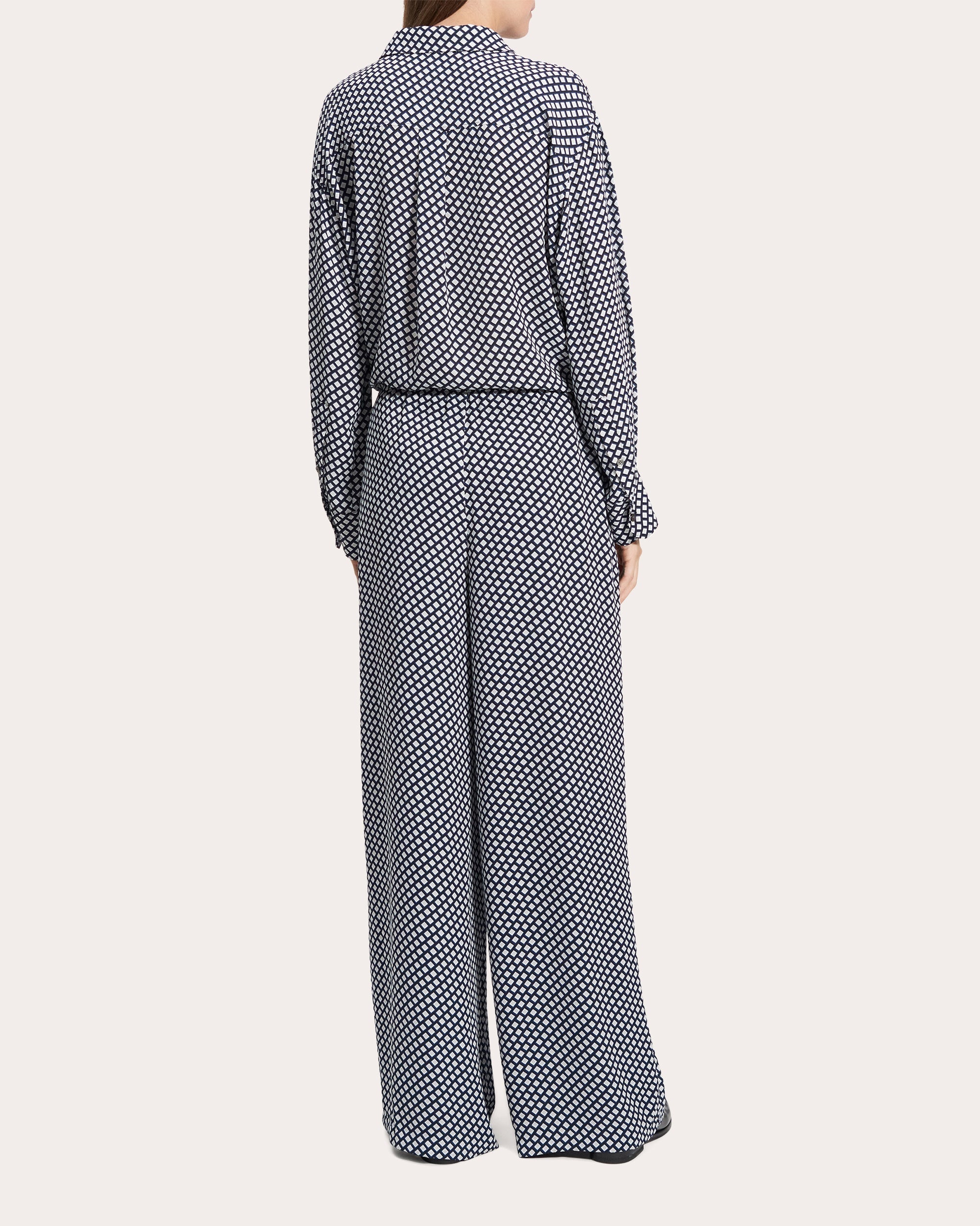 Geometric Drawstring Wide-Leg Pants