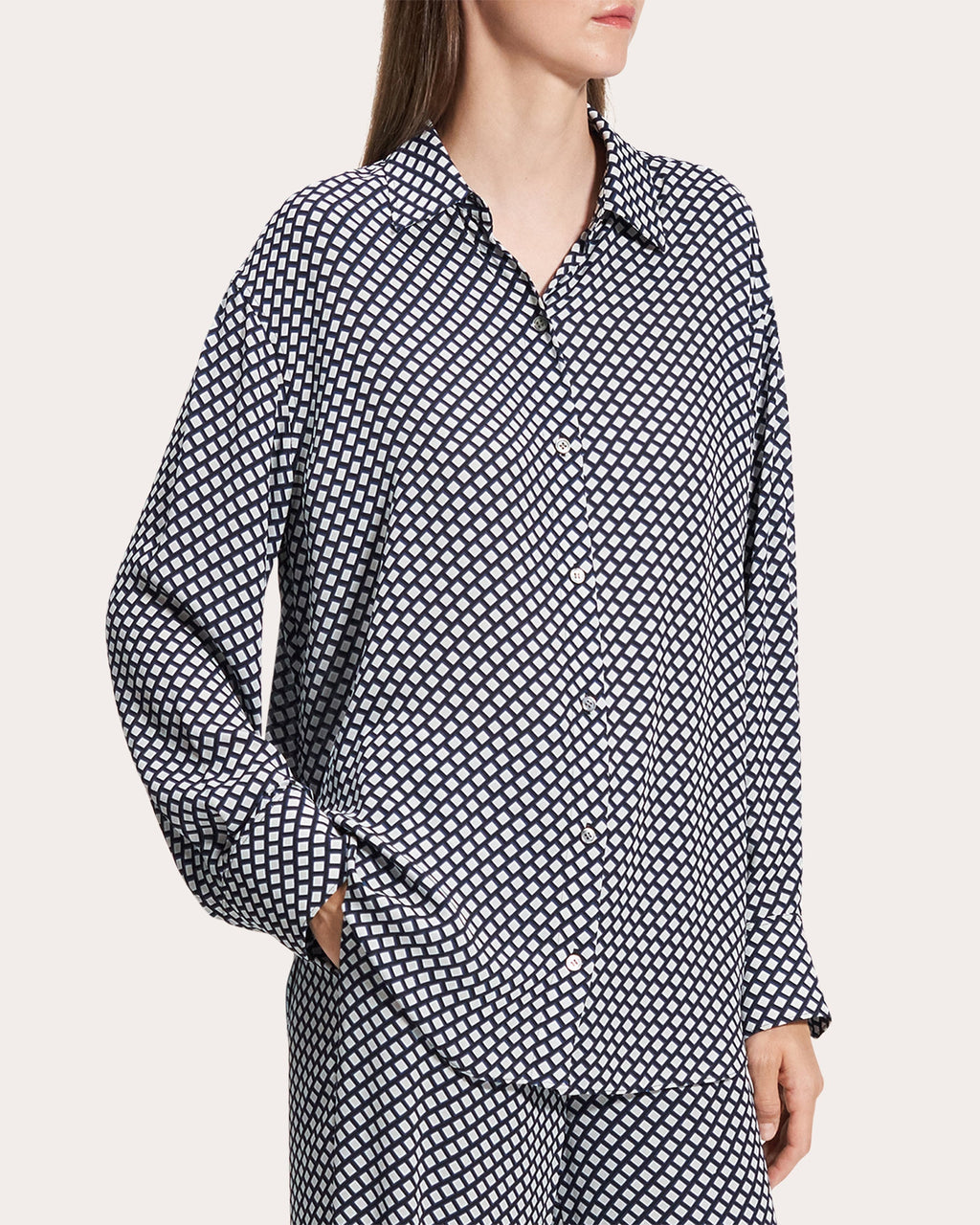 Geometric Button-Up Boyfriend Shirt