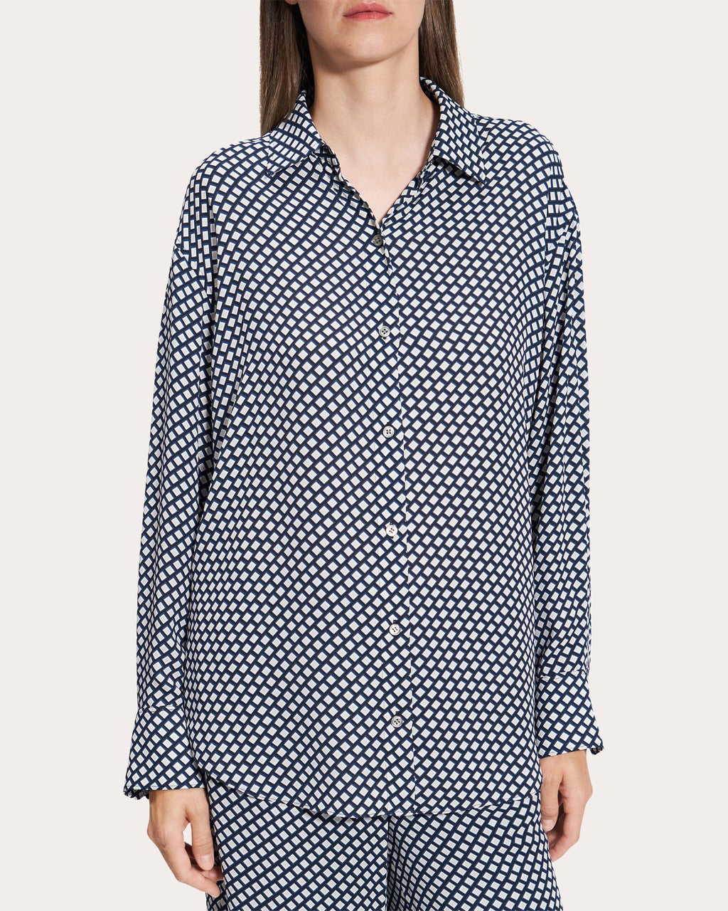 Geometric Button-Up Boyfriend Shirt