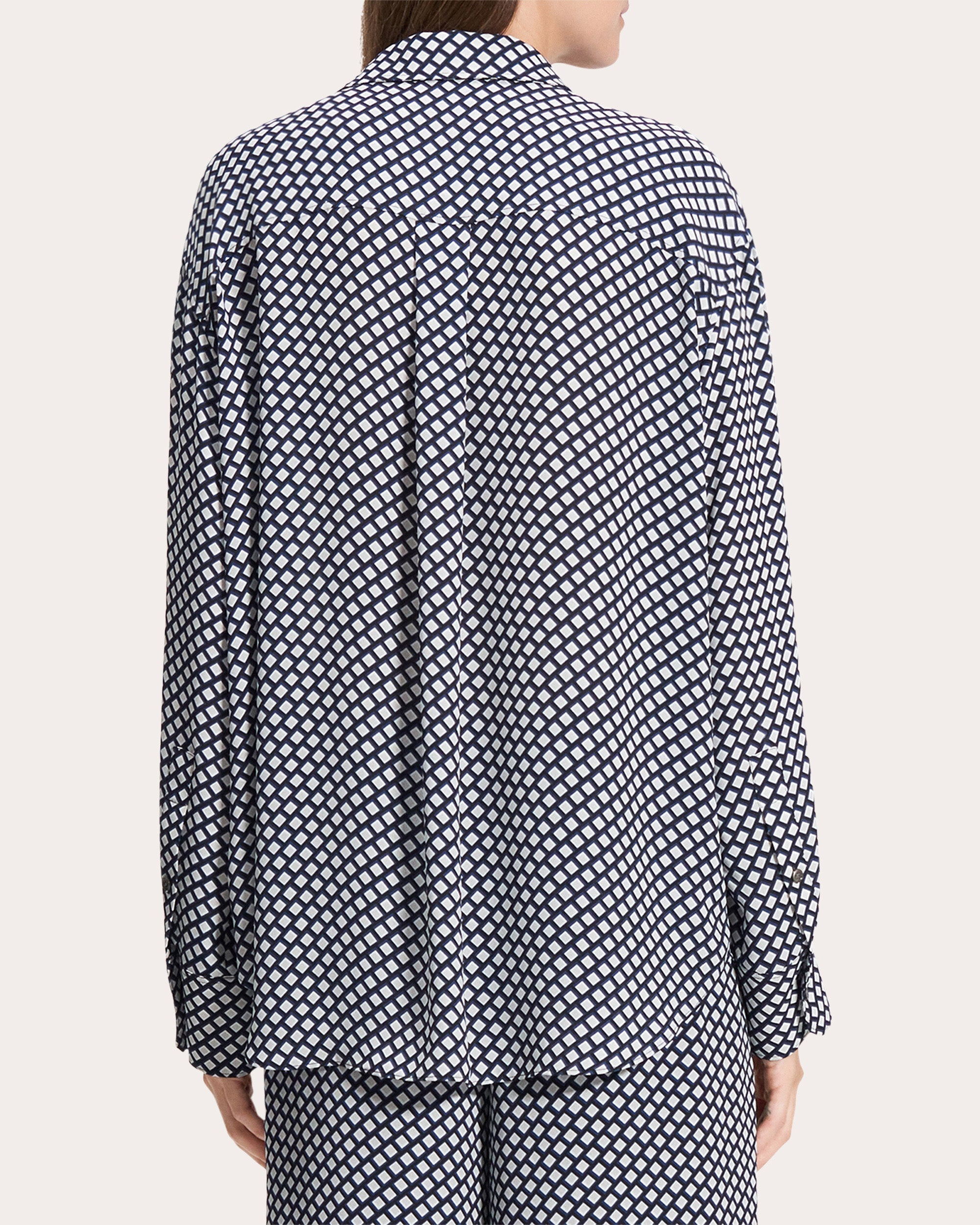 Geometric Button-Up Boyfriend Shirt