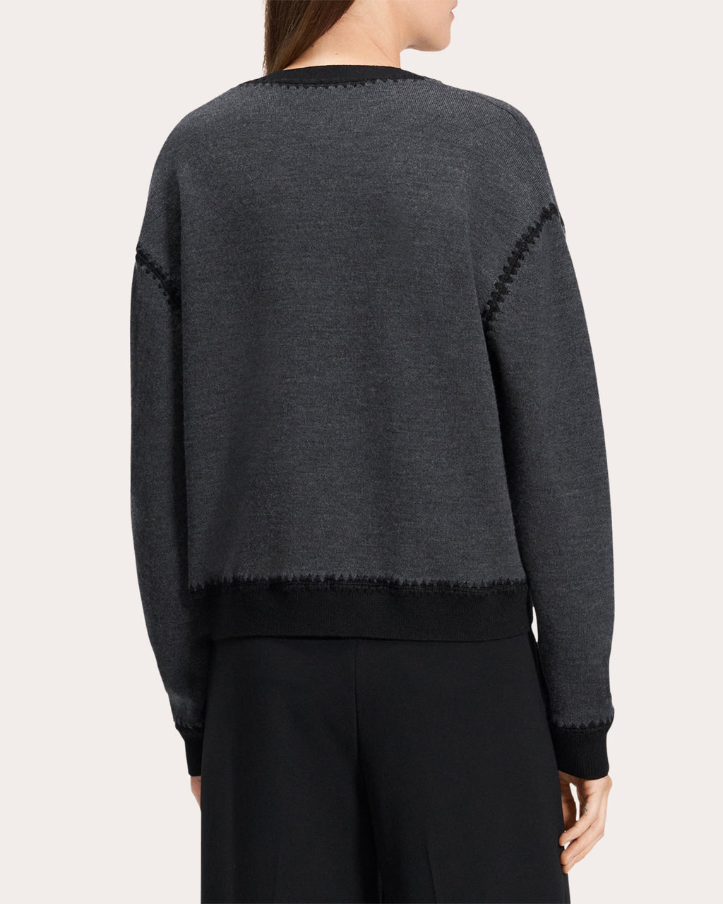 Merino Wool Blanket Stitch Button-Up Cardigan