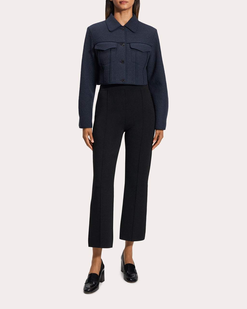 Wool Bouclé Cropped Trucker Jacket