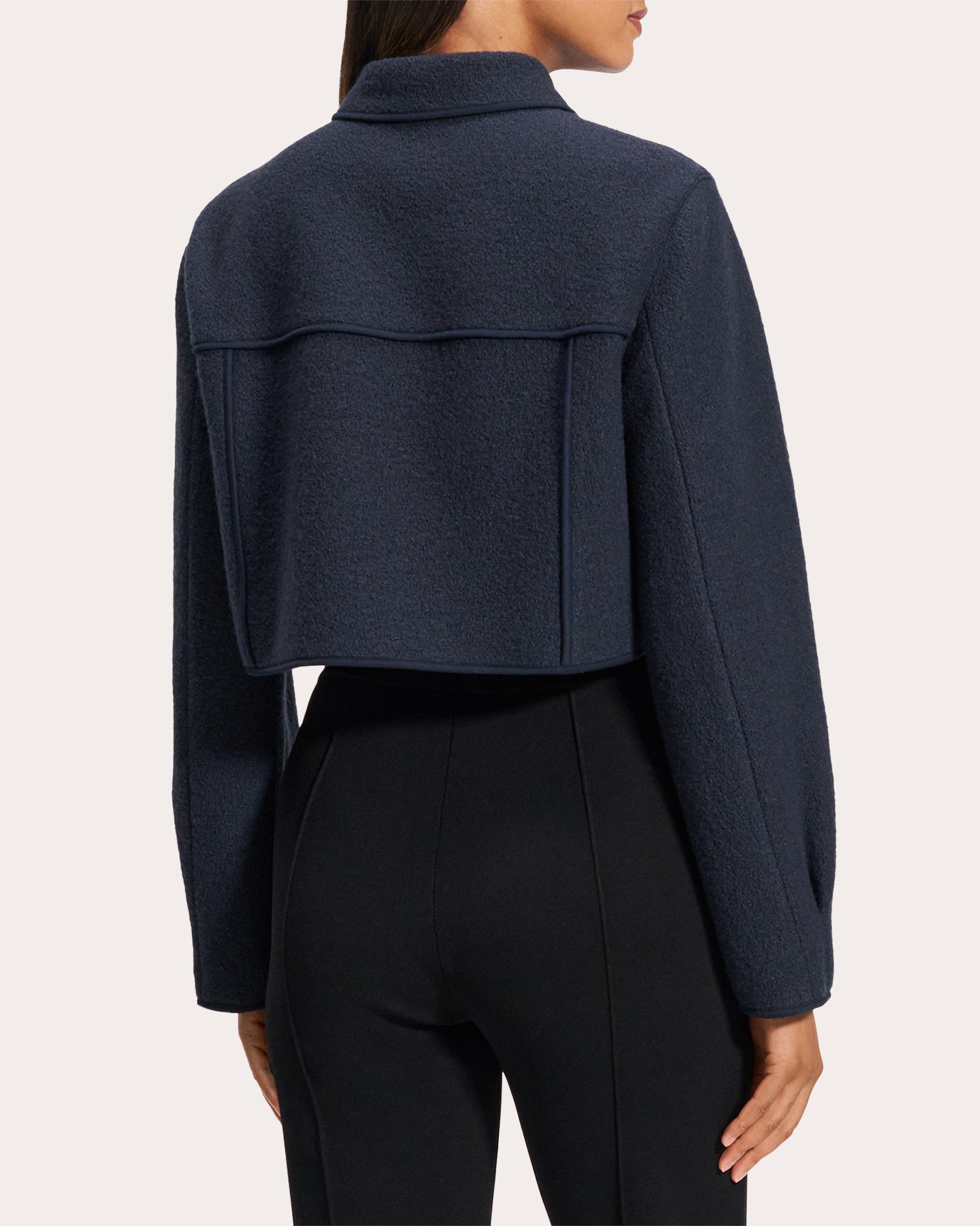 Wool Bouclé Cropped Trucker Jacket