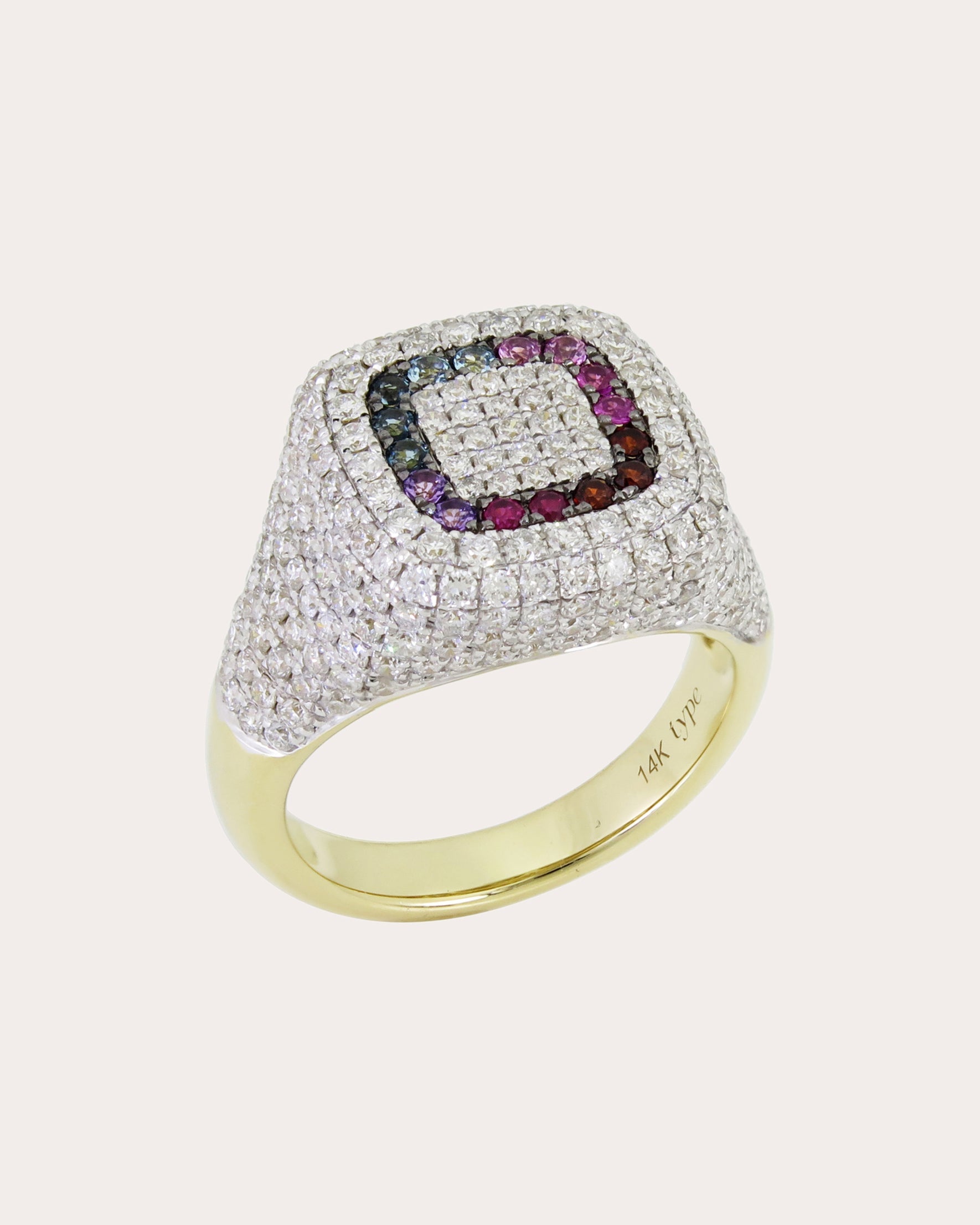 11th Orbit 14K Gold Multi-Stone Signet Ring
