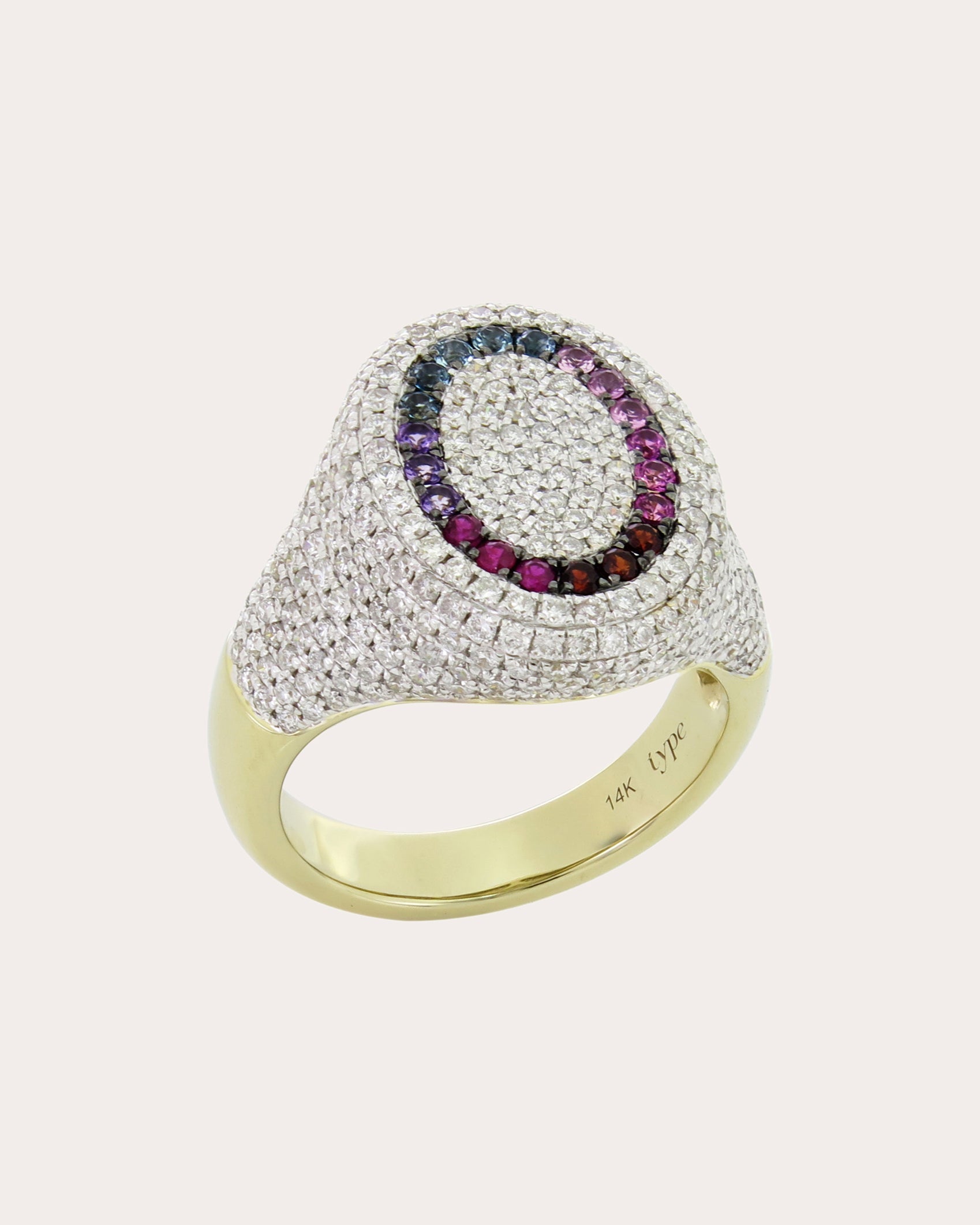 6th Orbit 14K Gold Multi-Stone Signet Ring