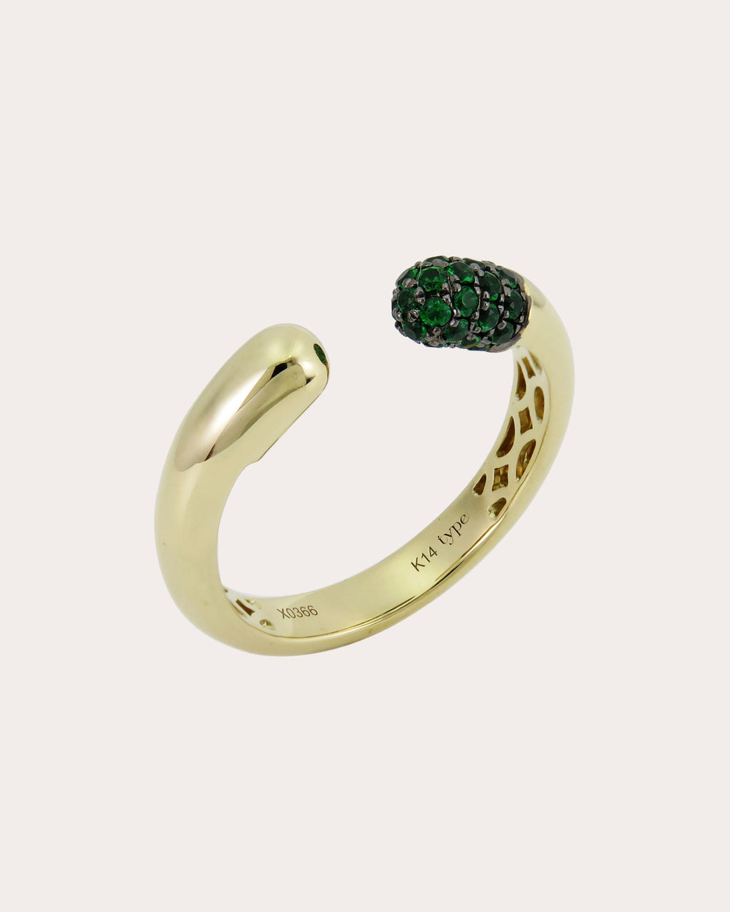 Tube 14K Gold Tsavorite Ring