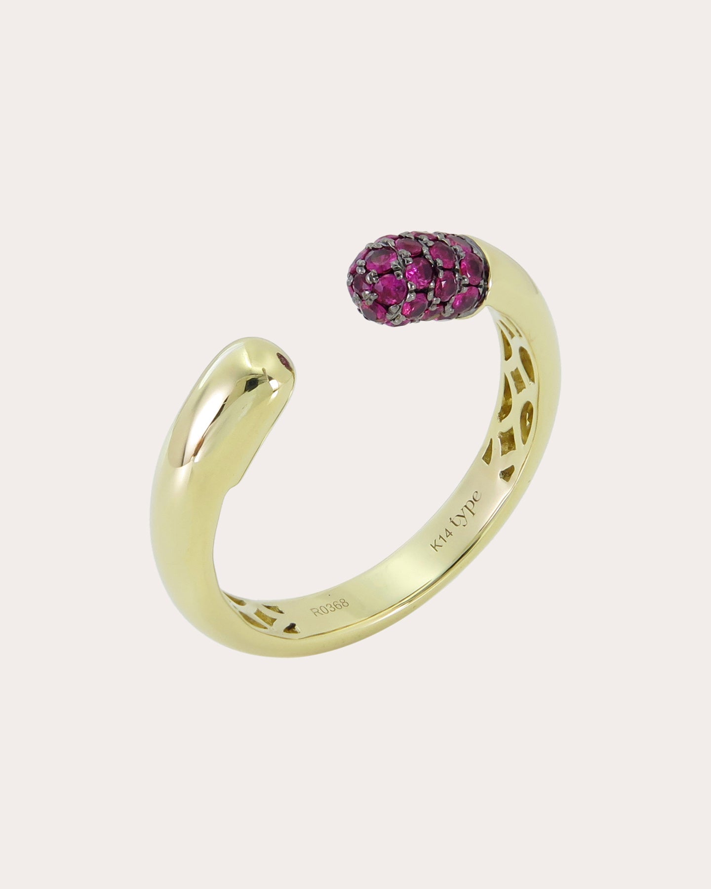Tube 14K Gold Ruby Ring