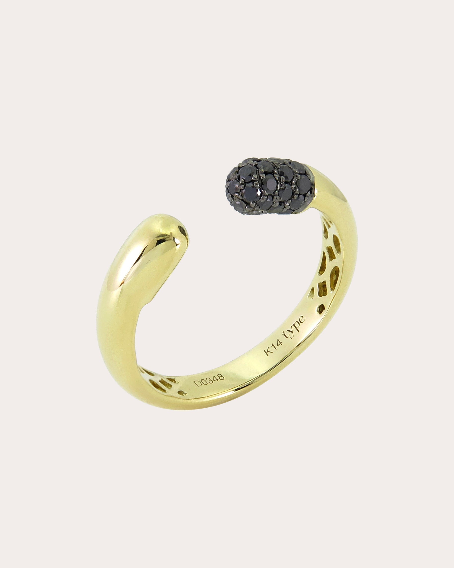 Tube 14K Gold Black Diamond Ring
