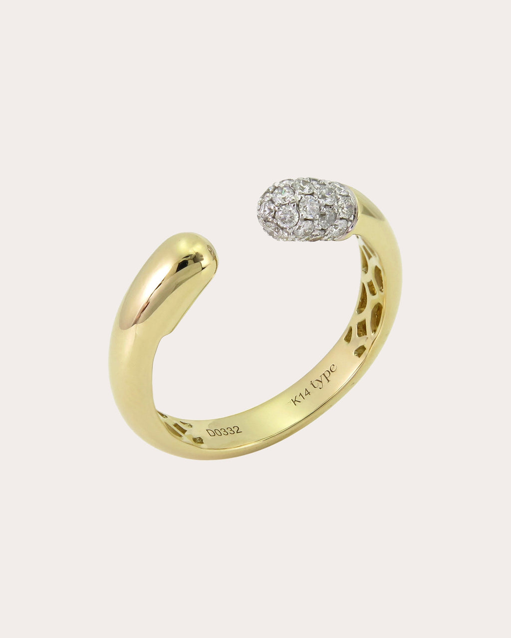 Tube 14K Gold Diamond Ring