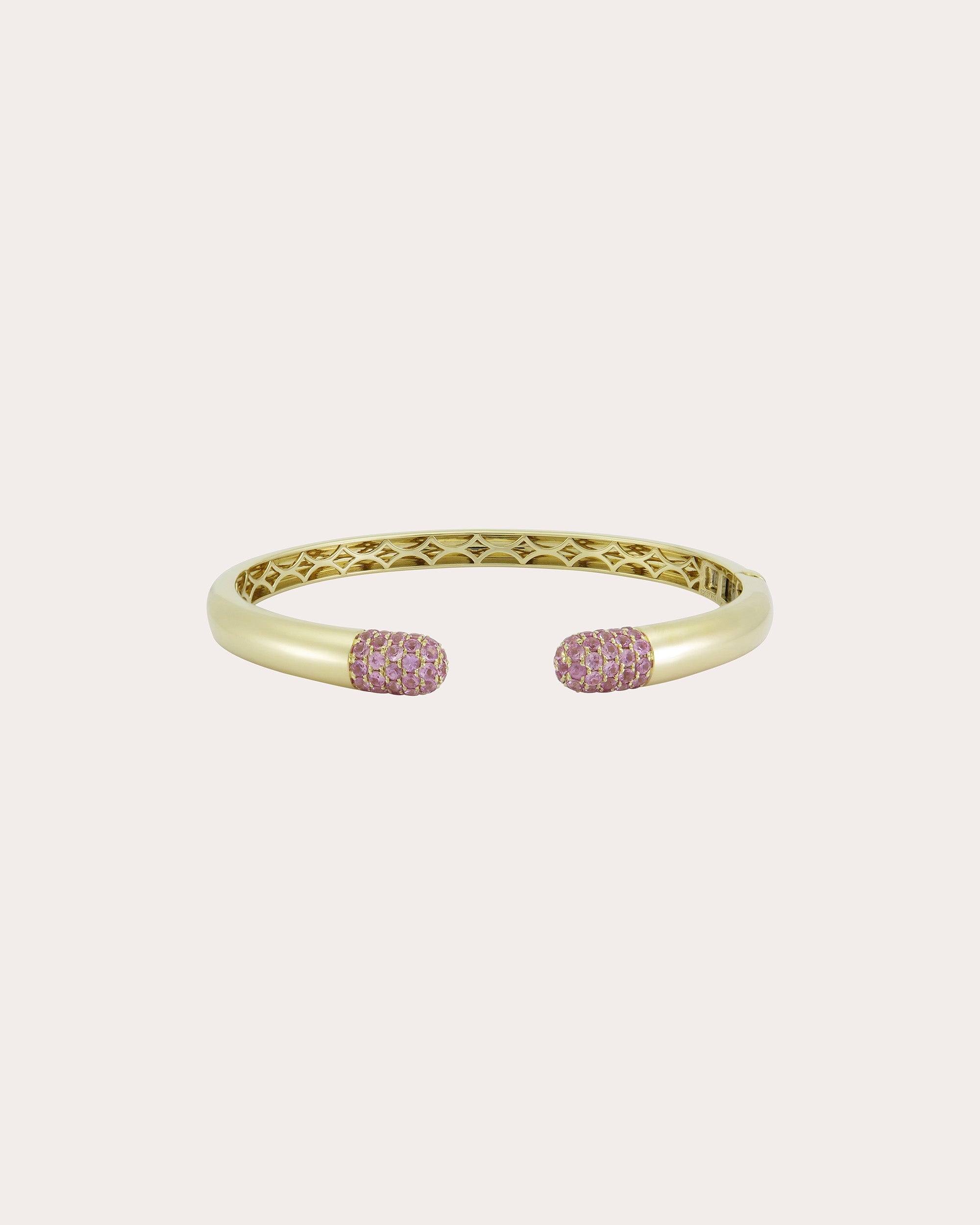Tube 14K Gold Pink Sapphire Cuff