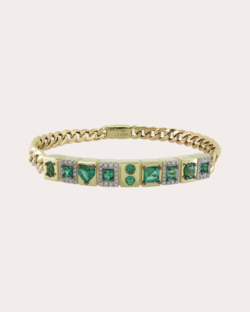 l'Ego 14K Gold Emerald and Diamond ID Bracelet