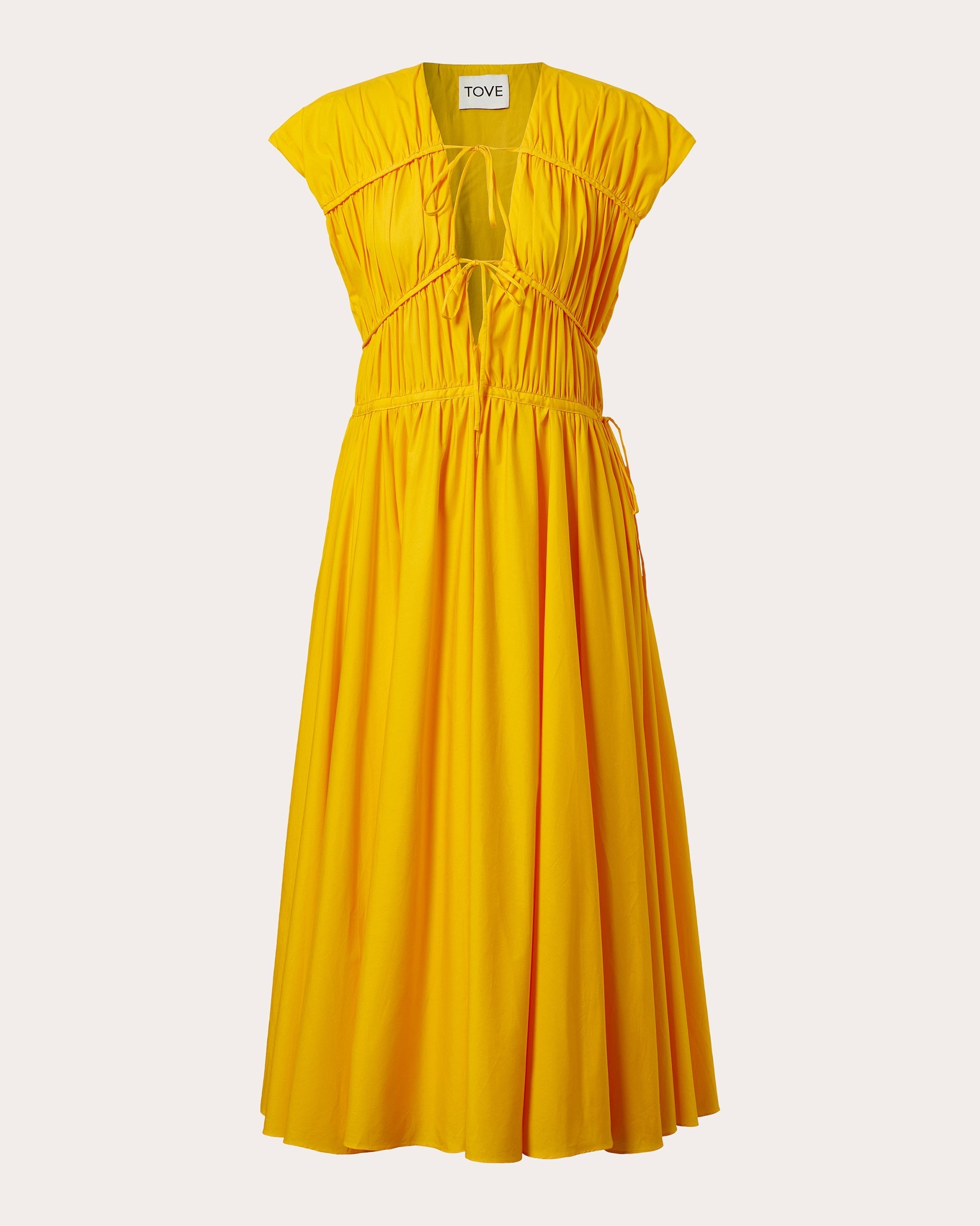 Ceres Gathered Cotton-Poplin Midi Dress