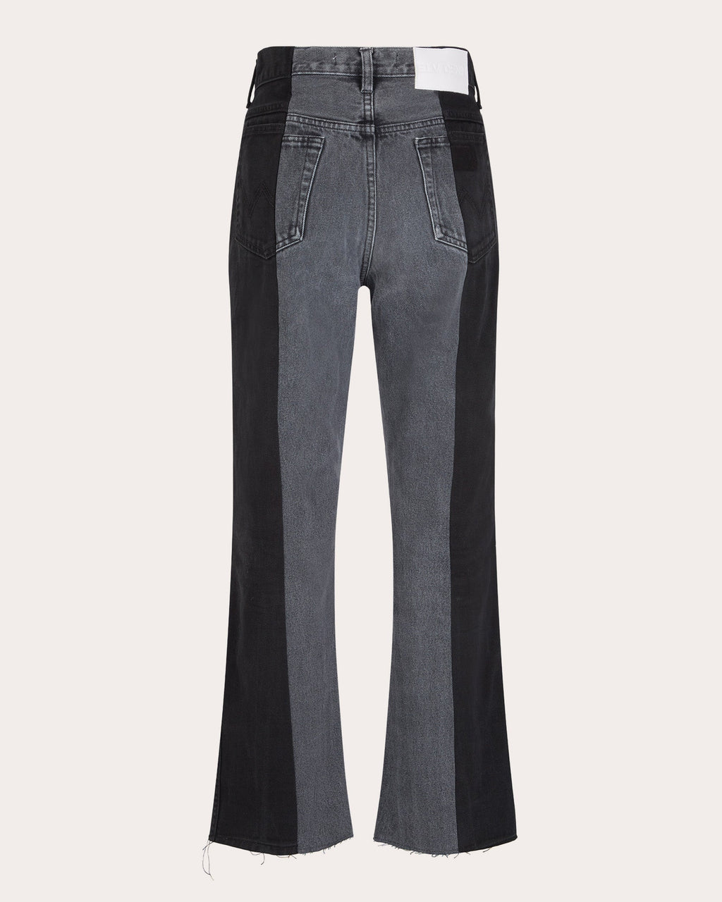 Flare High-Rise Cropped Two-Tone Jeans