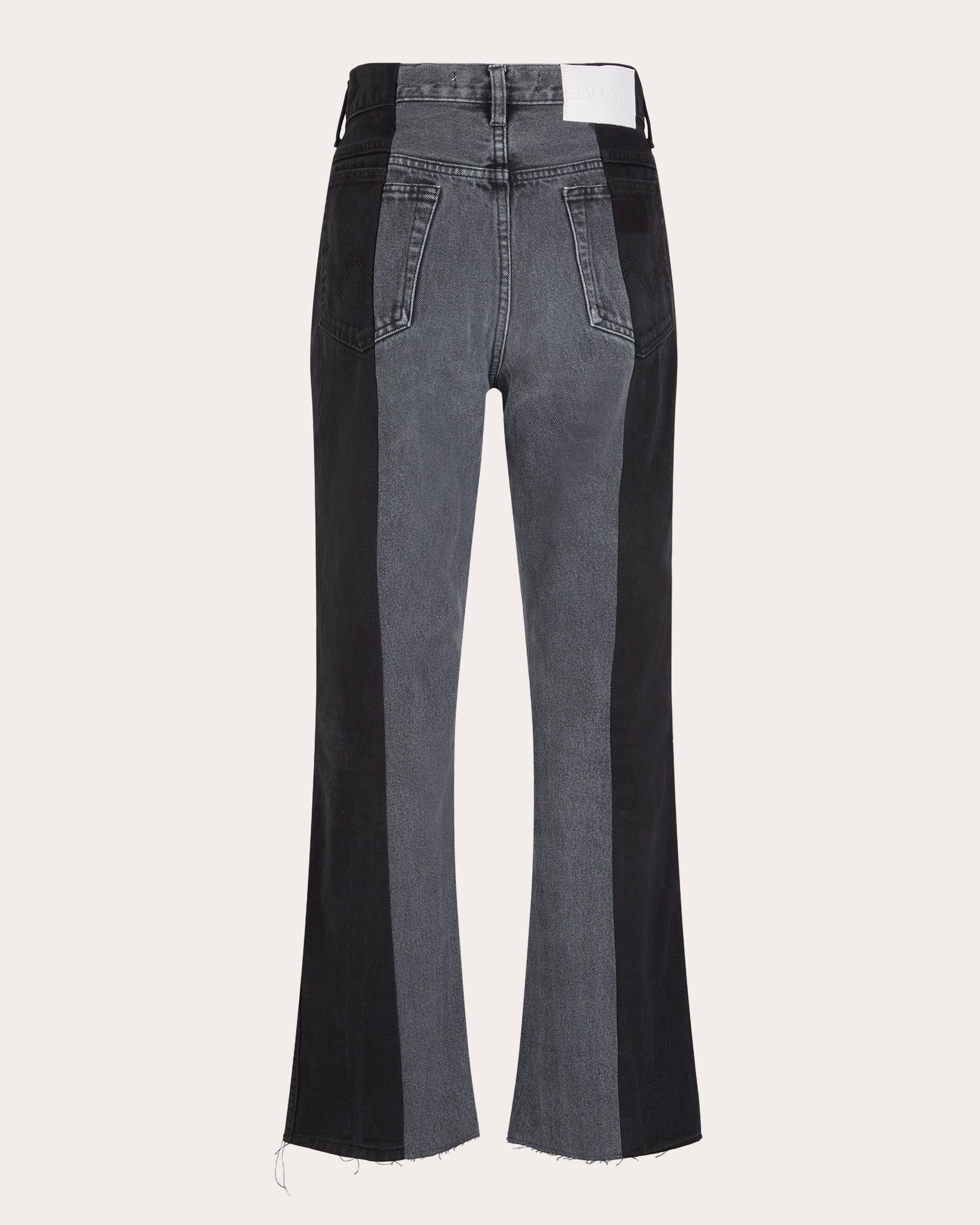Flare High-Rise Cropped Two-Tone Jeans