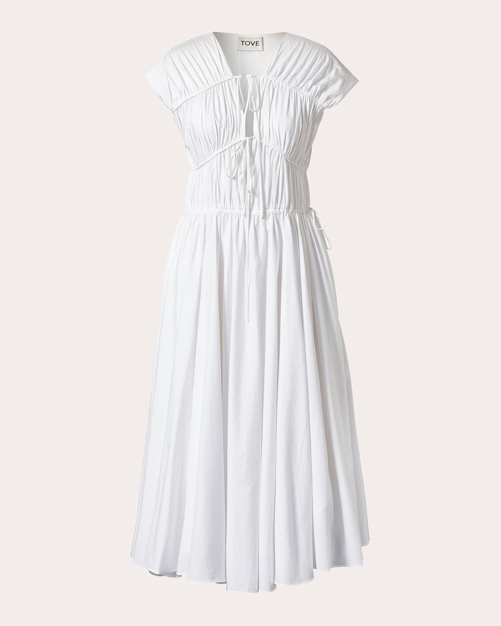 Ceres Gathered Cotton-Poplin Midi Dress