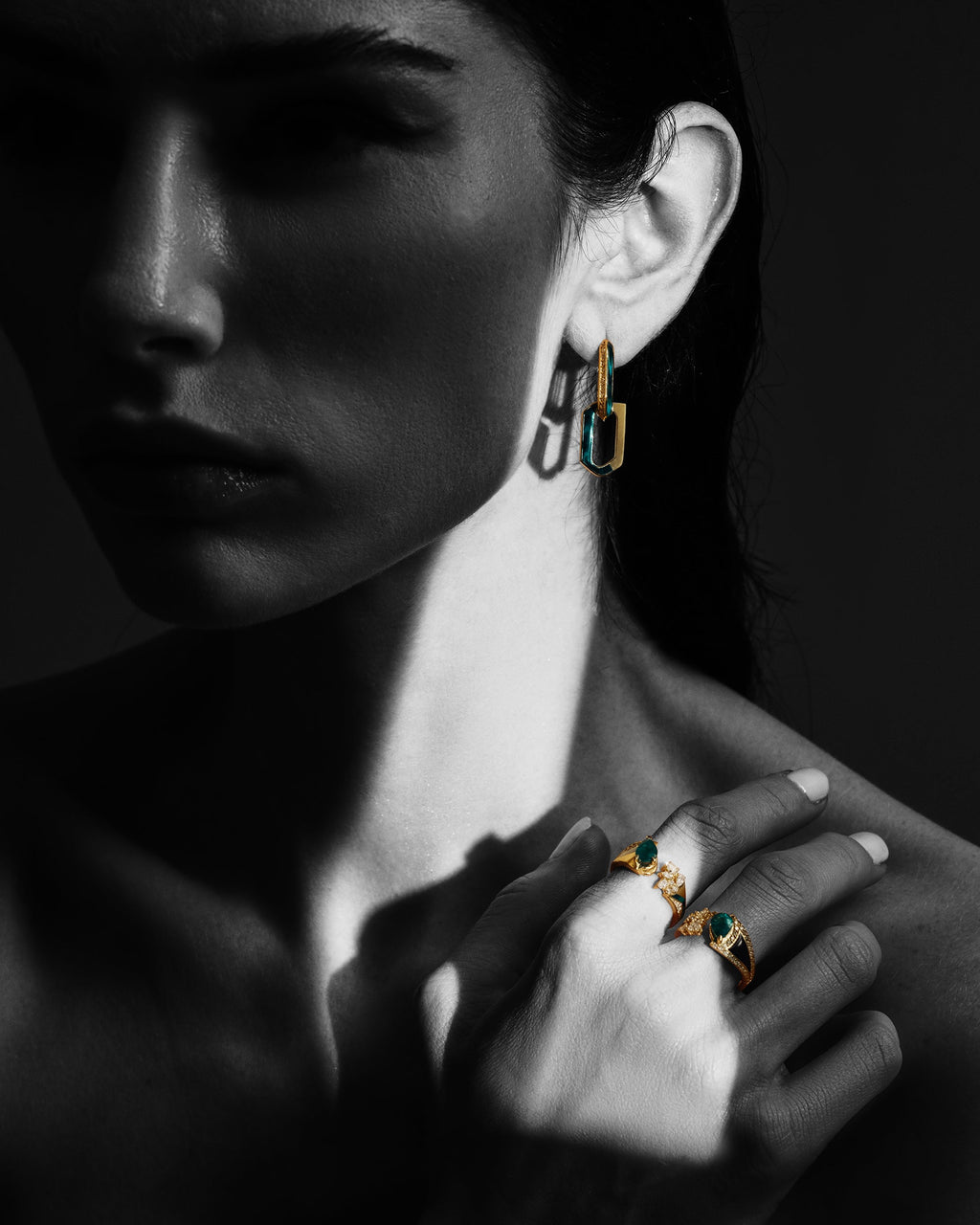 Flow 18K Gold Enamel and Diamond Earrings