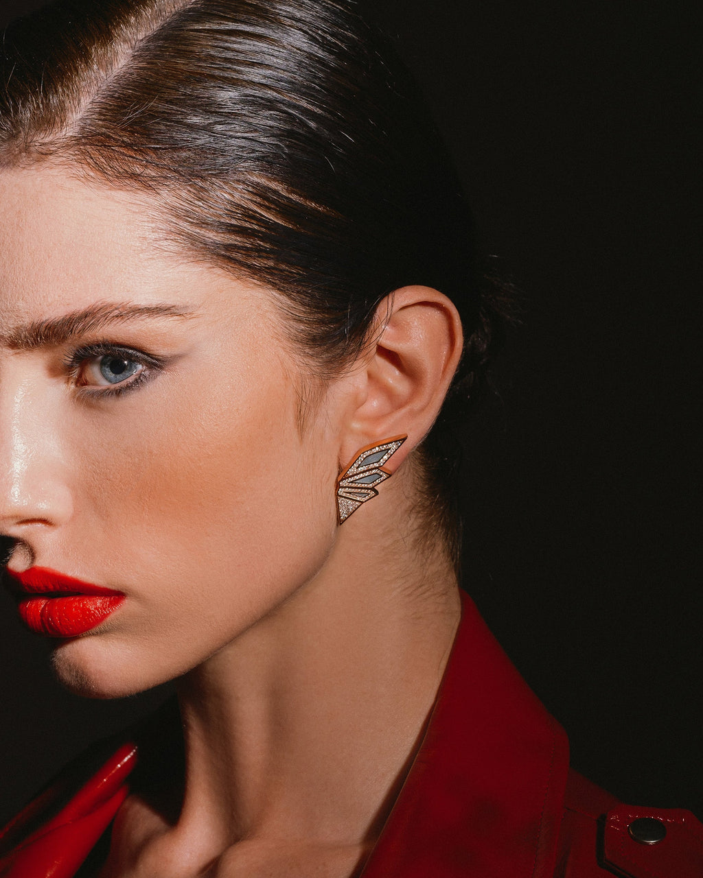Alis 18K Gold Enamel and Diamond Stud Earrings
