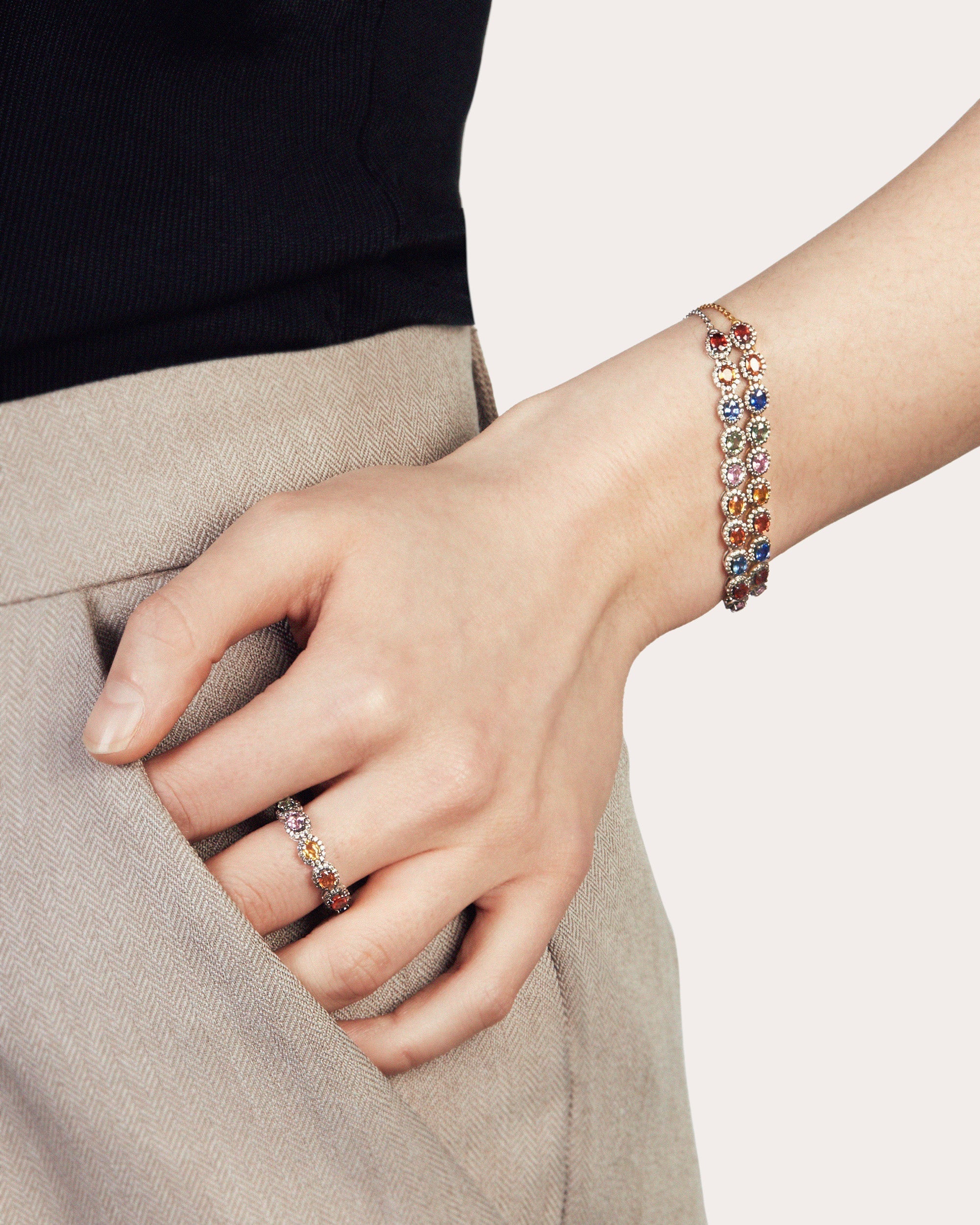 Mini Rajasthan 18K Gold Multi-Sapphire and Diamond Bracelet
