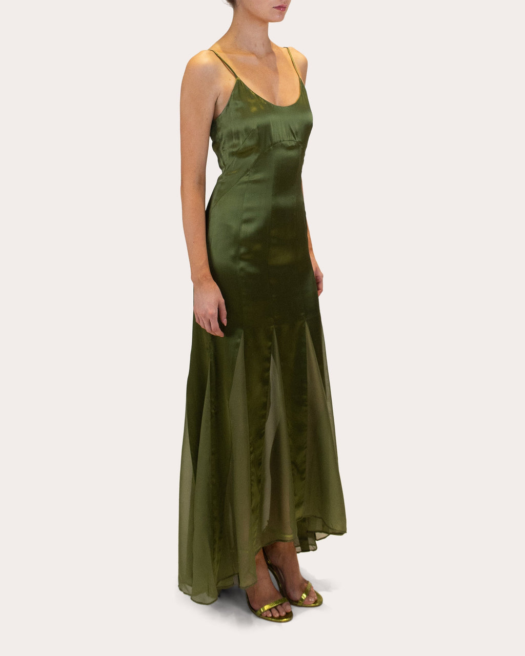 Kaida Silk Charmeuse Chiffon High-Low Dress