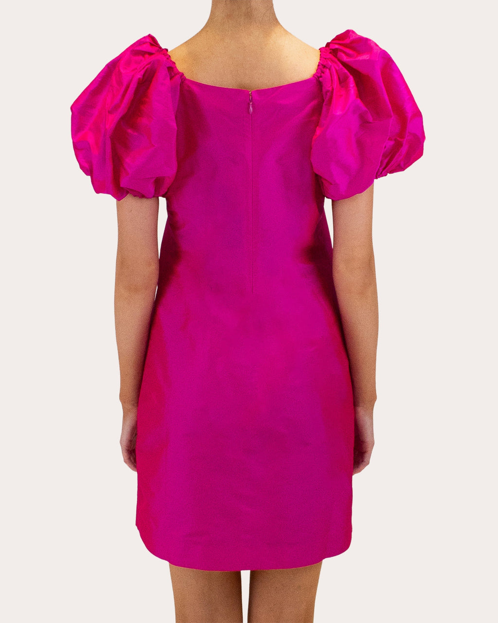 Drea Puff-Sleeve Taffeta Mini Dress