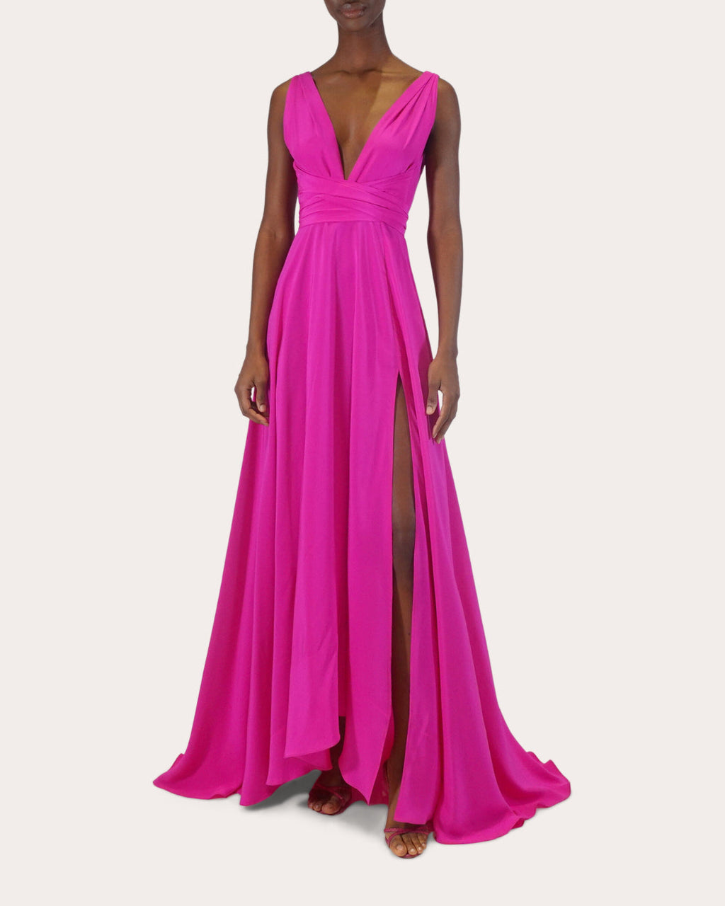 Cirrus Belted Silk-Charmeuse Gown