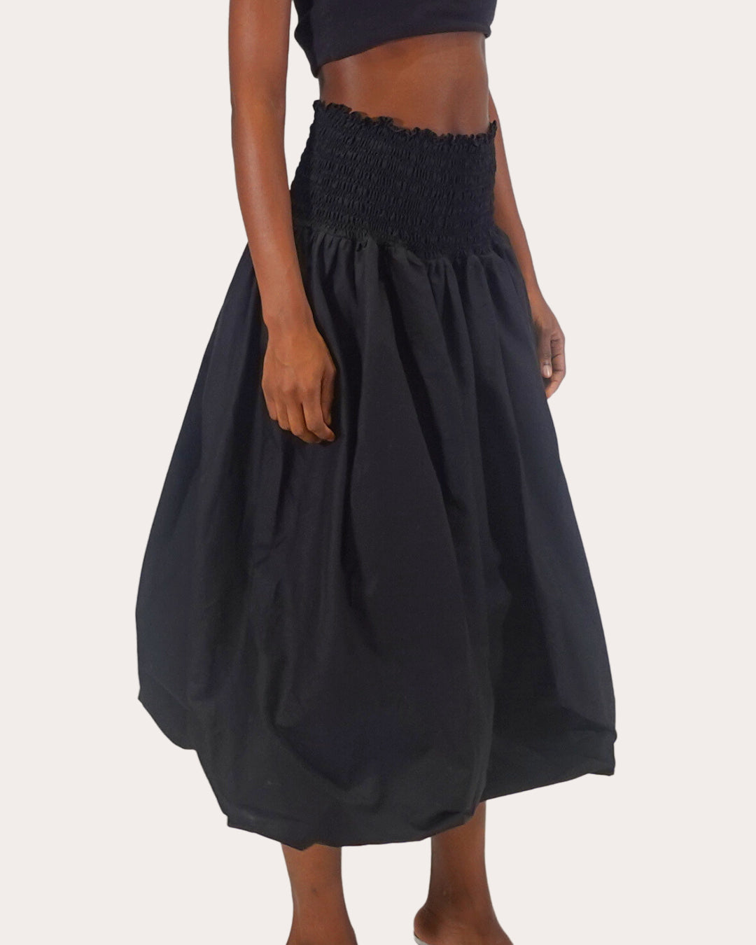 Roma Smocked Cotton-Poplin Midi Skirt