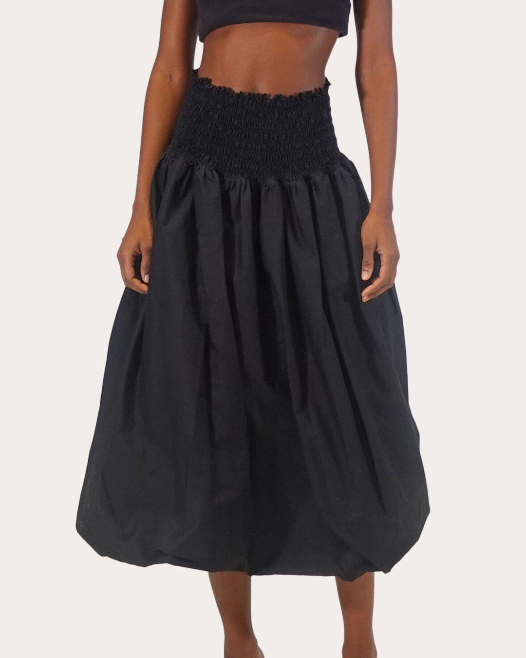 Roma Smocked Cotton-Poplin Midi Skirt