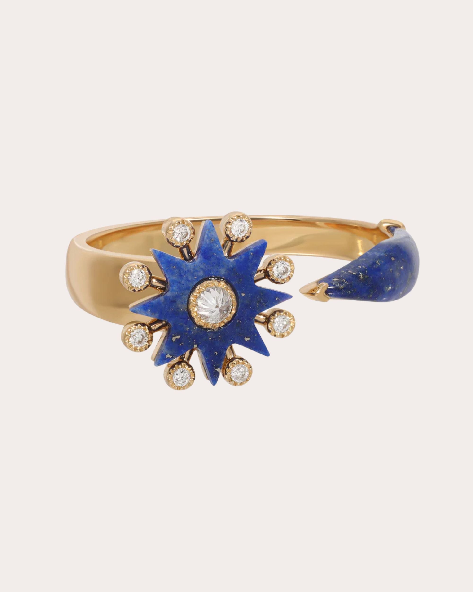 Lapis Lazuli & Diamond 18k Gold Comète Open Ring