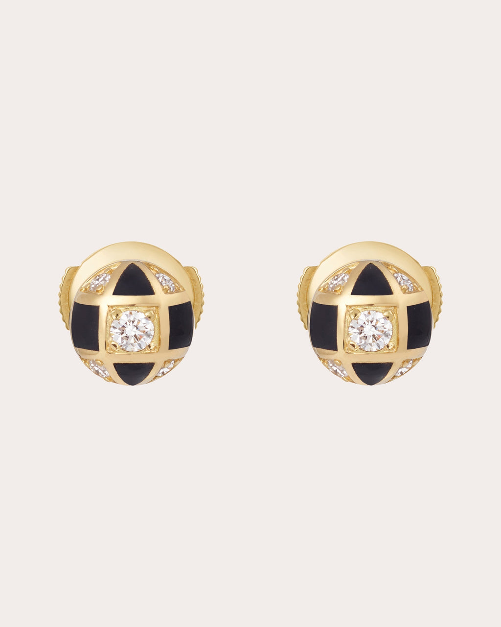 Mini Globe 18K Gold Lacquer and Lab-Grown Diamond Earrings
