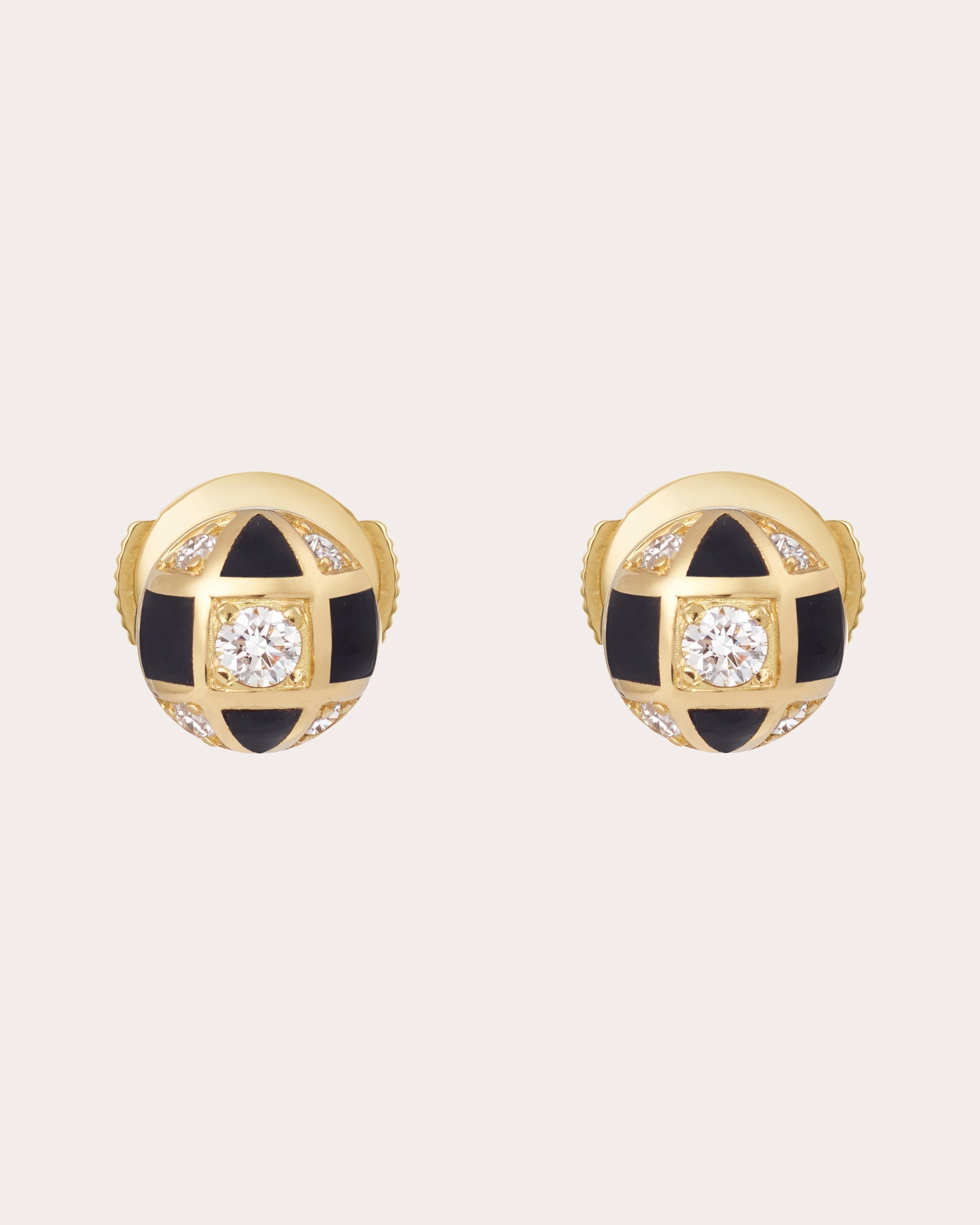 Mini Globe 18K Gold Lacquer and Lab-Grown Diamond Earrings