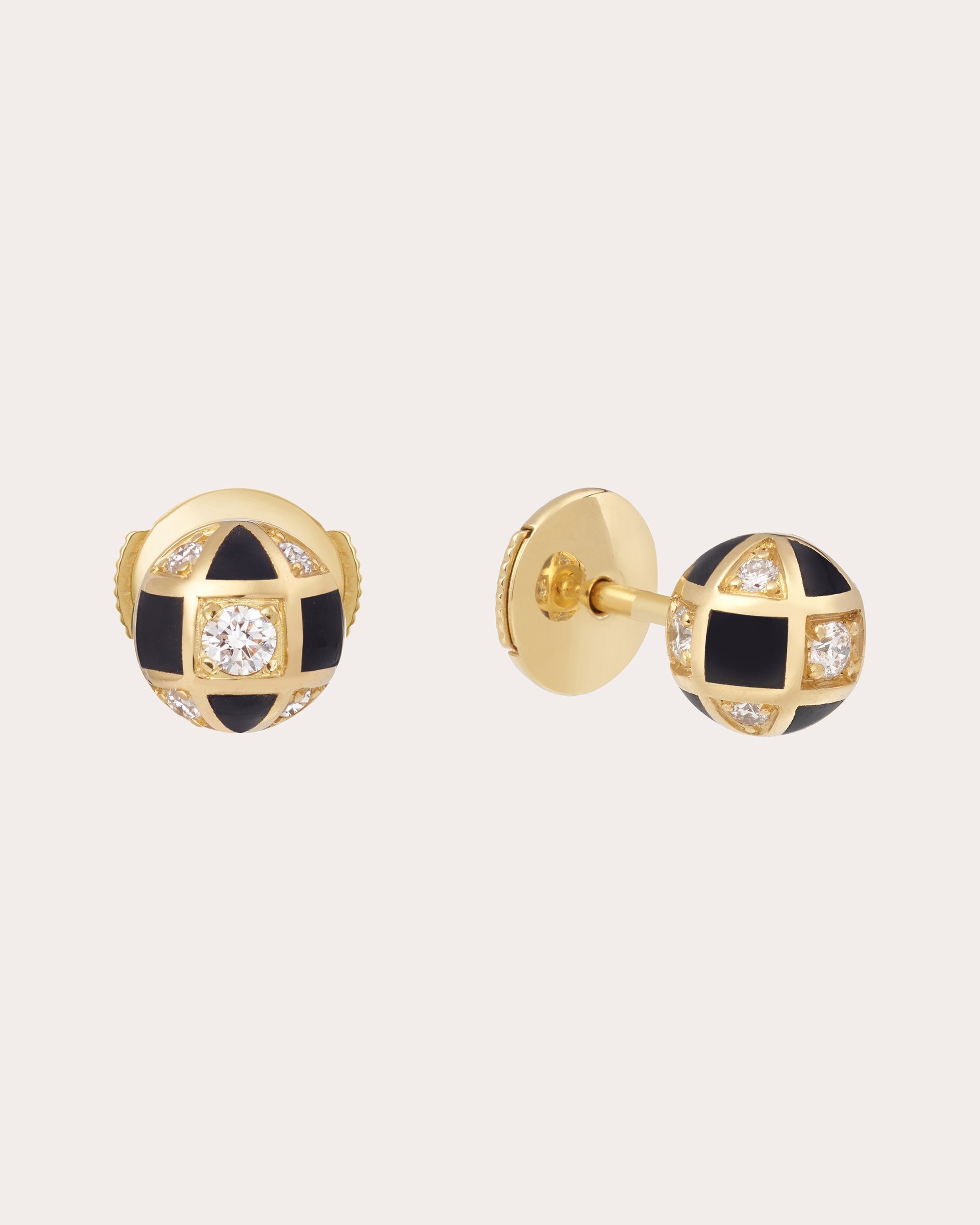Mini Globe 18K Gold Lacquer and Lab-Grown Diamond Earrings