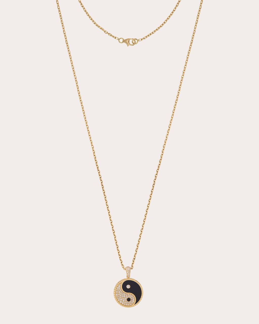 Small Yin Yang 18K Gold Lacquer and Lab-Grown Diamond Pendant Necklace