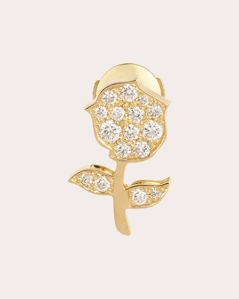 Rose Antique 18K Gold and Lab-Grown Diamond Single Earring