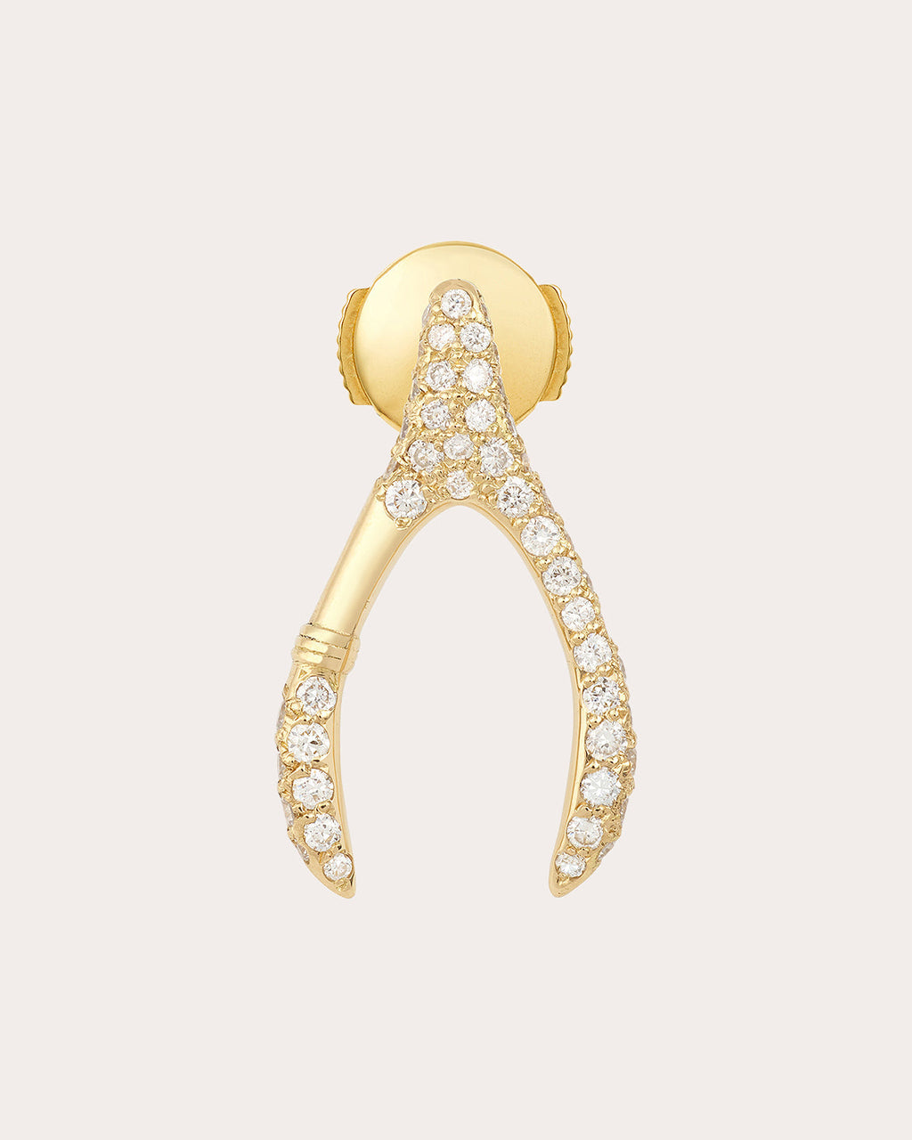 Small Wishbone 18K Gold and Lab-Grown Diamond Single Earring