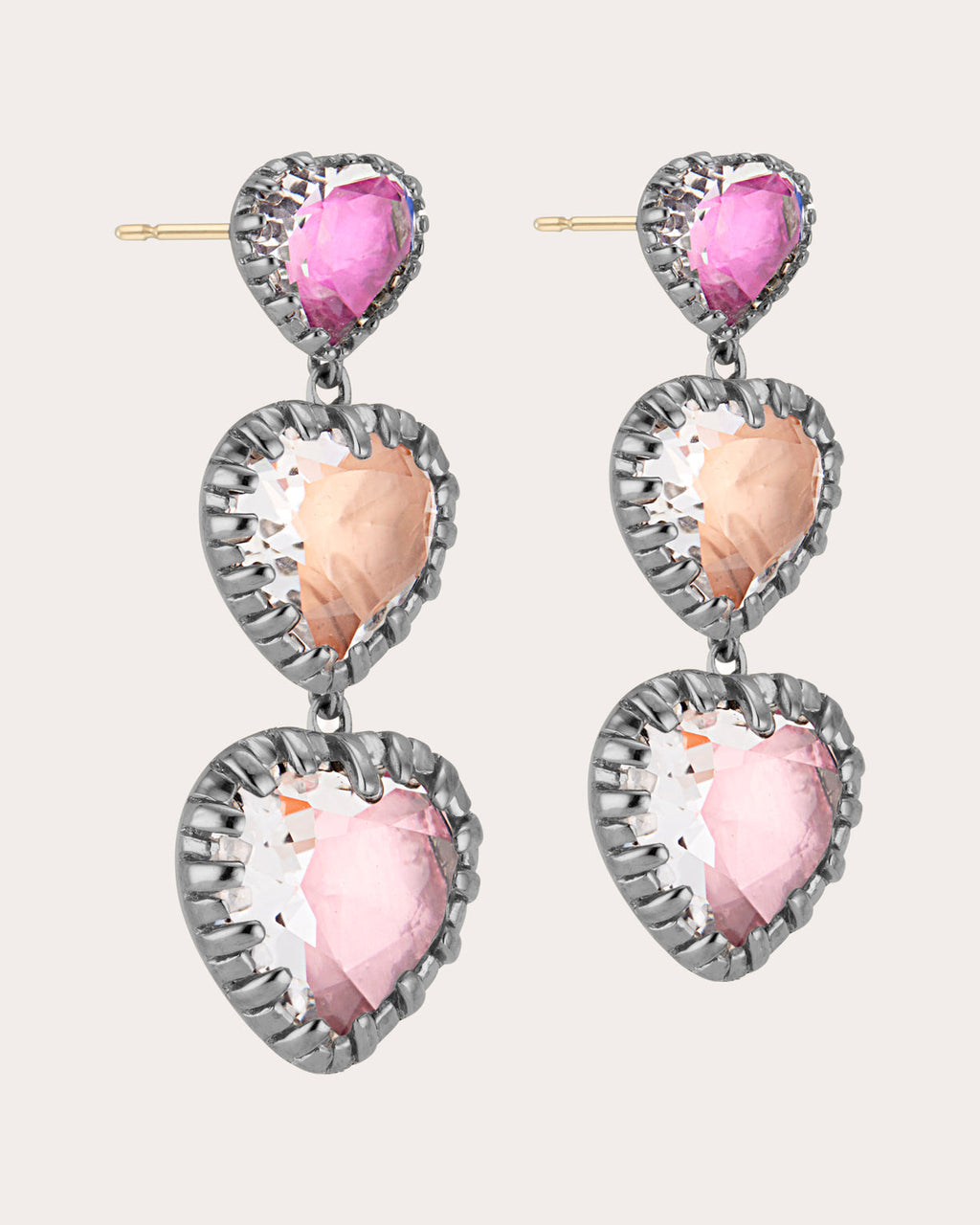 Valentina 'I Love NY' Rhodium-Dipped Quartz Earrings