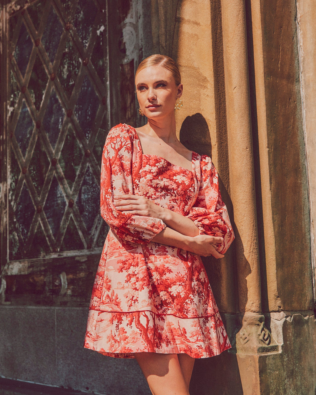 Valeria Printed Cotton-Poplin Mini Dress