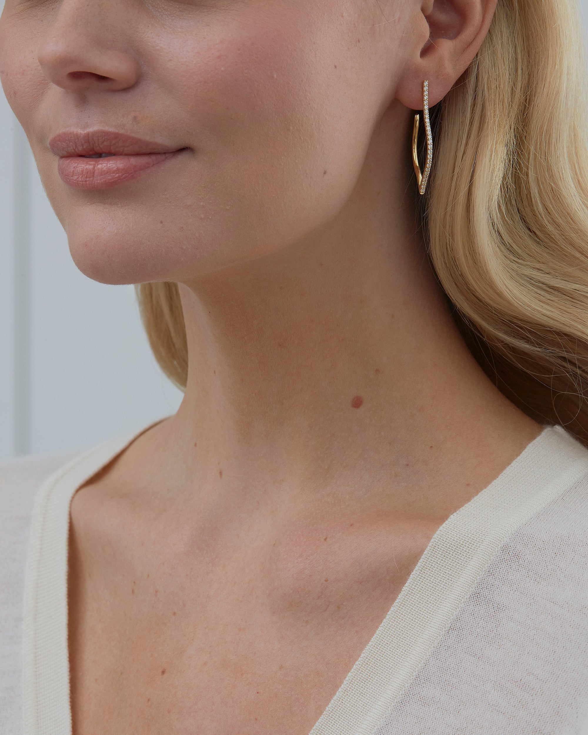 Veena Diamond Elongated Hoop Earrings