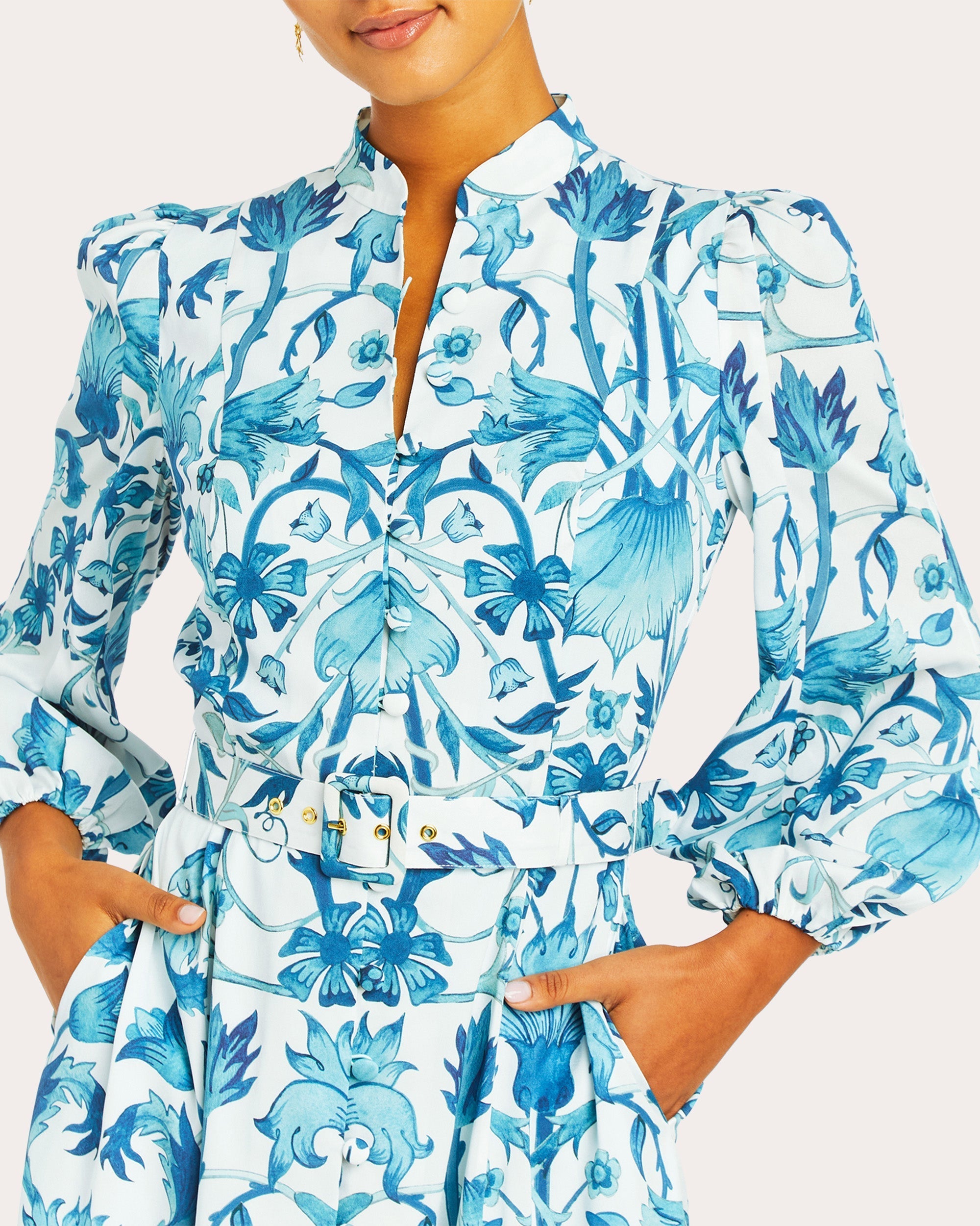 Valencia Printed Twill Midi Dress