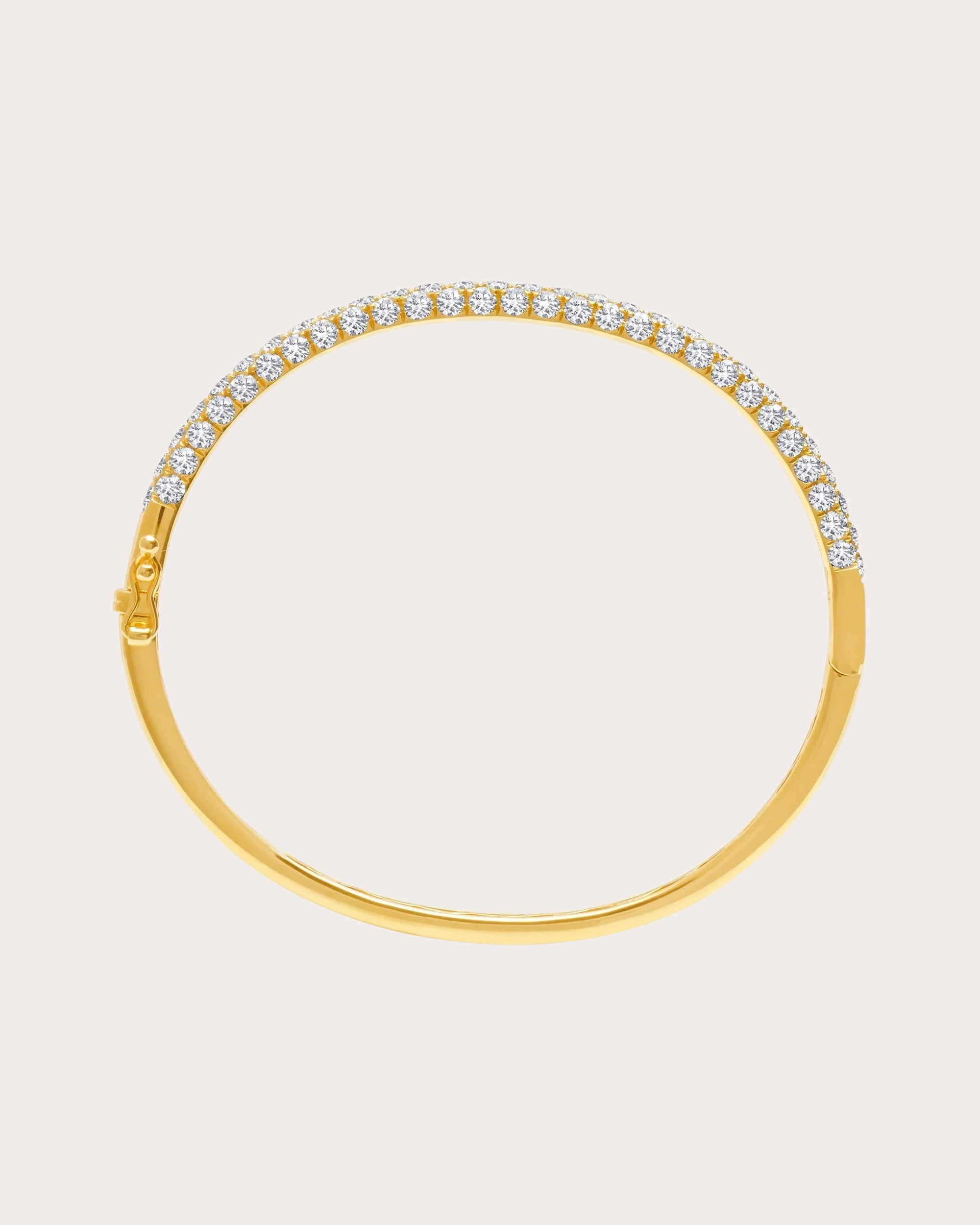 Three-Sided 18K Gold Diamond Bangle