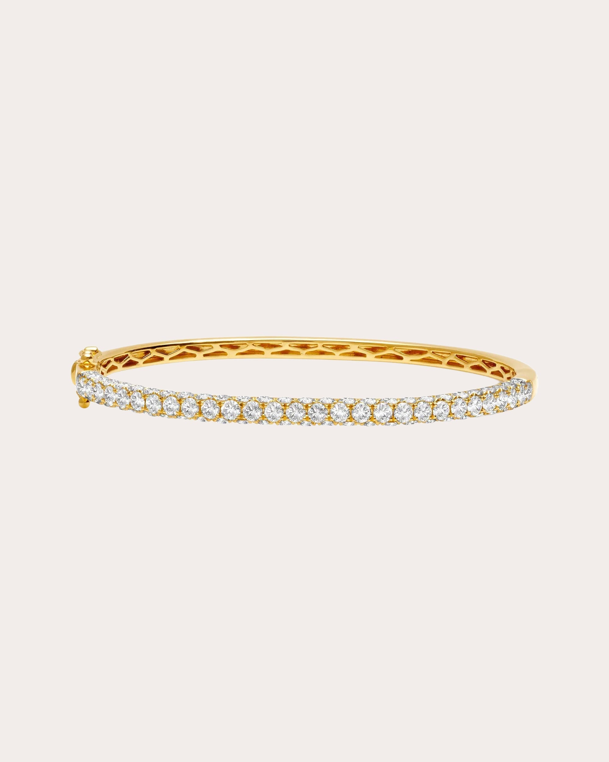 Three-Sided 18K Gold Diamond Bangle
