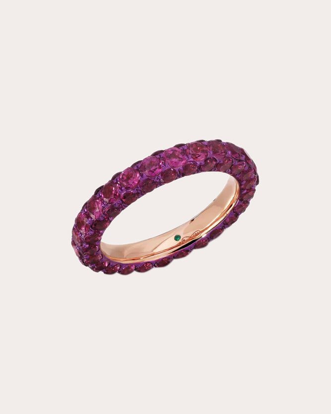Three-Sided 18K Gold Rhodolite Ring