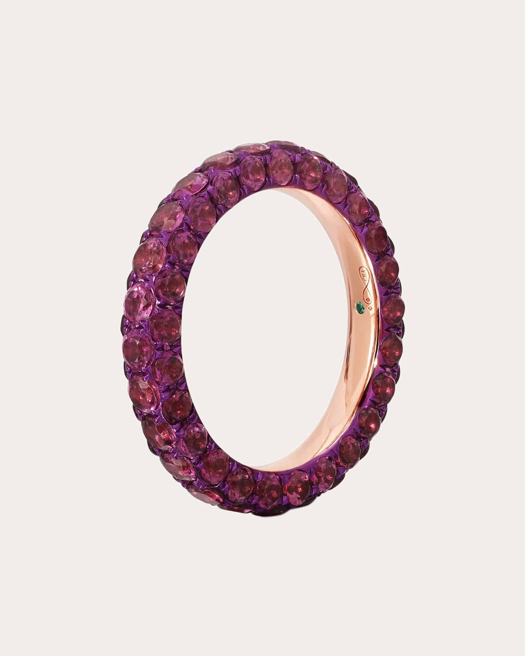 Three-Sided 18K Gold Rhodolite Ring