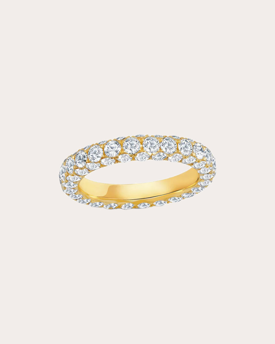 Three-Sided 18K Gold Diamond Ring
