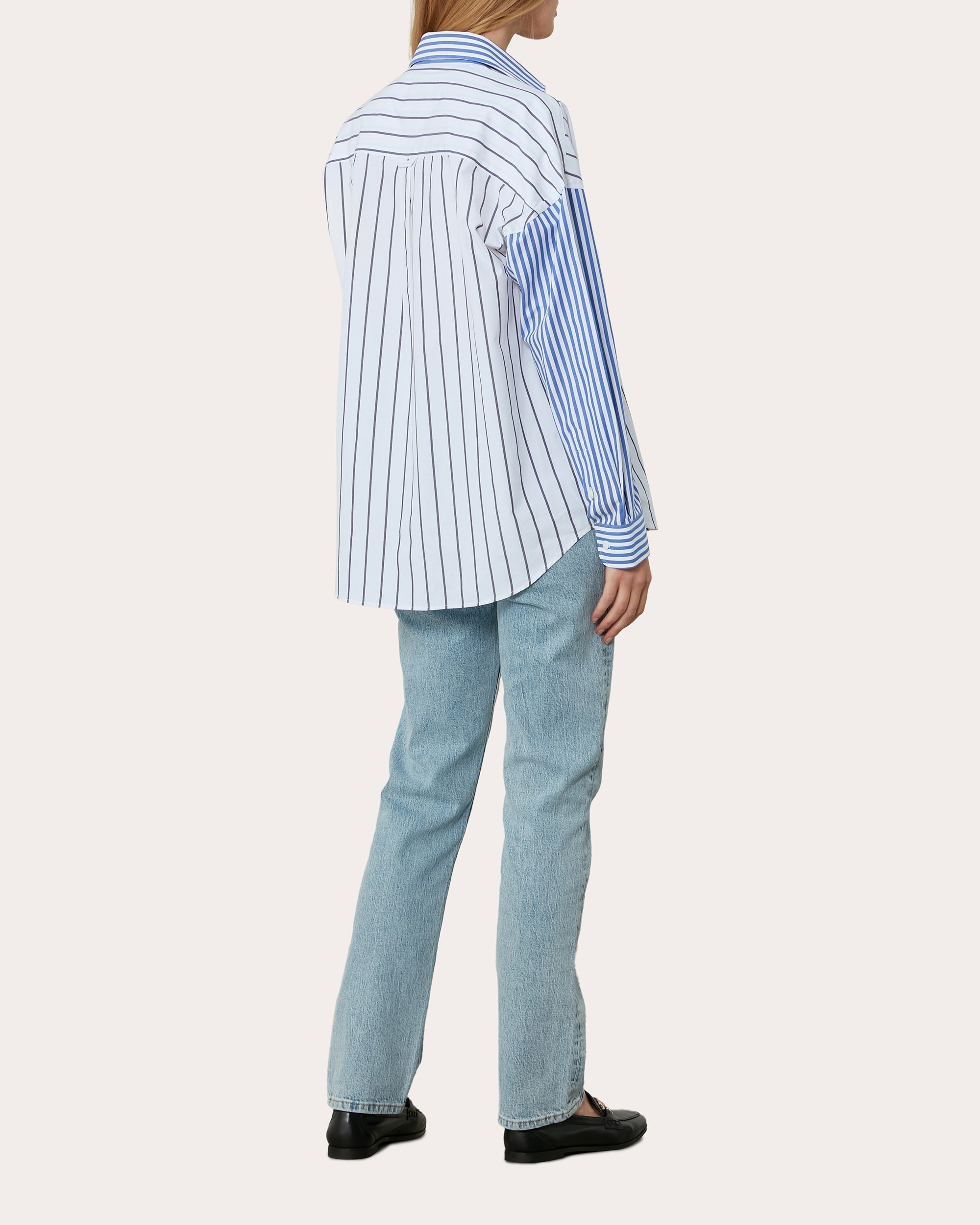 The Weekend Striped Patchwork Cotton-Poplin Shirt
