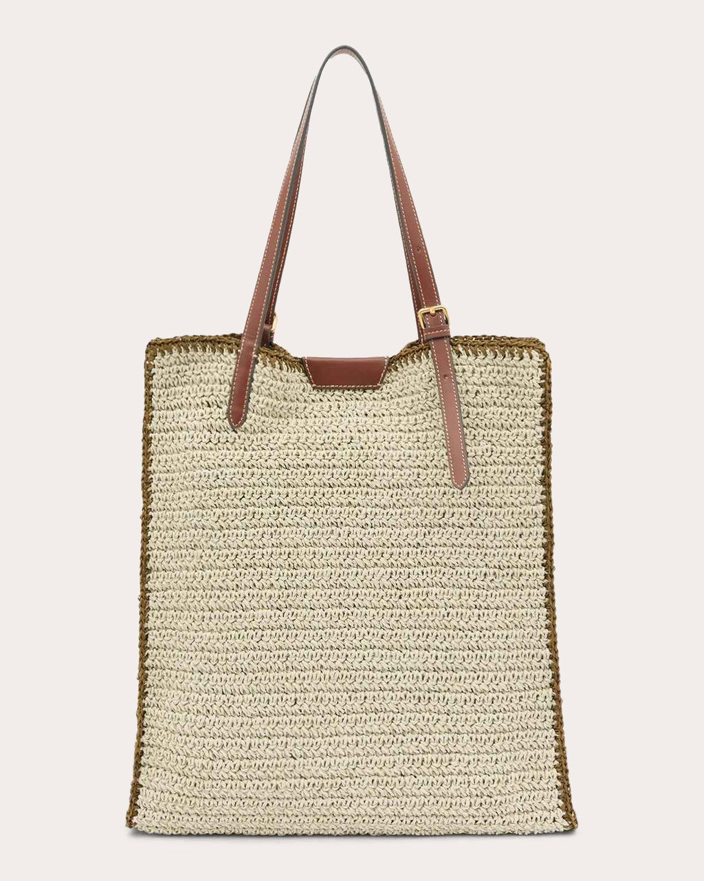 Wink Leather-Trimmed Raffia Shoulder Bag