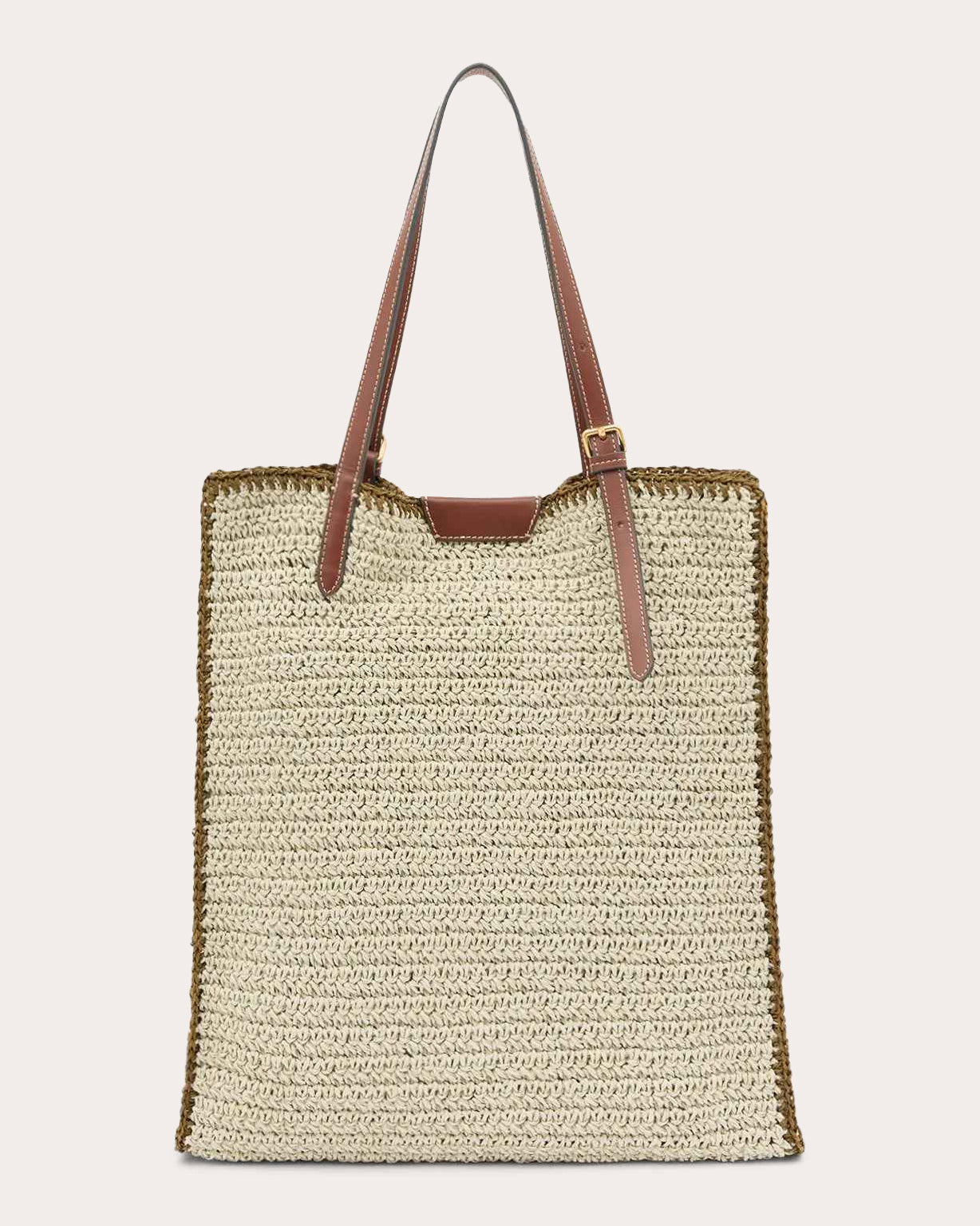 Wink Leather-Trimmed Raffia Shoulder Bag